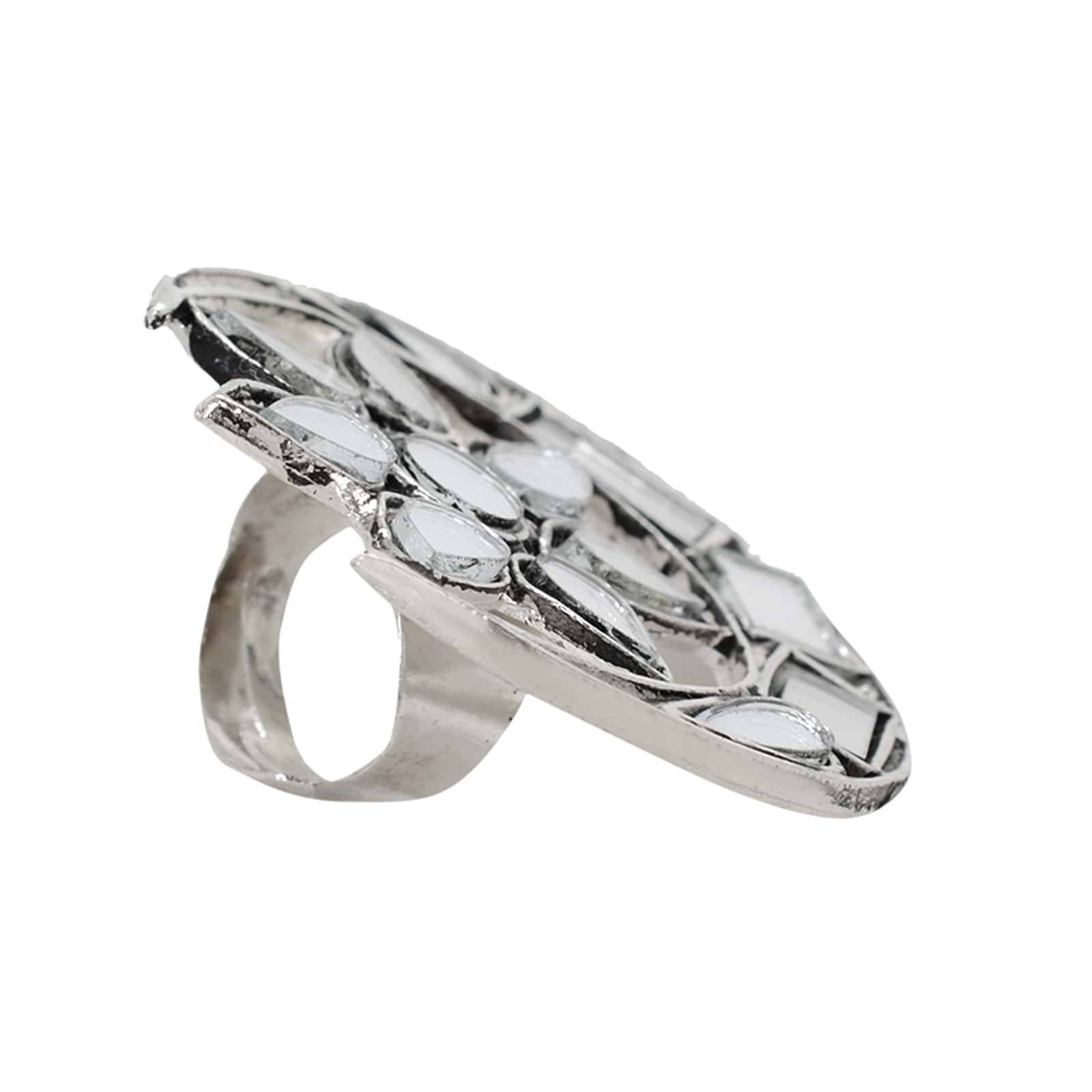 Shagun Silver Oxidized Mirror Ring - Image 5
