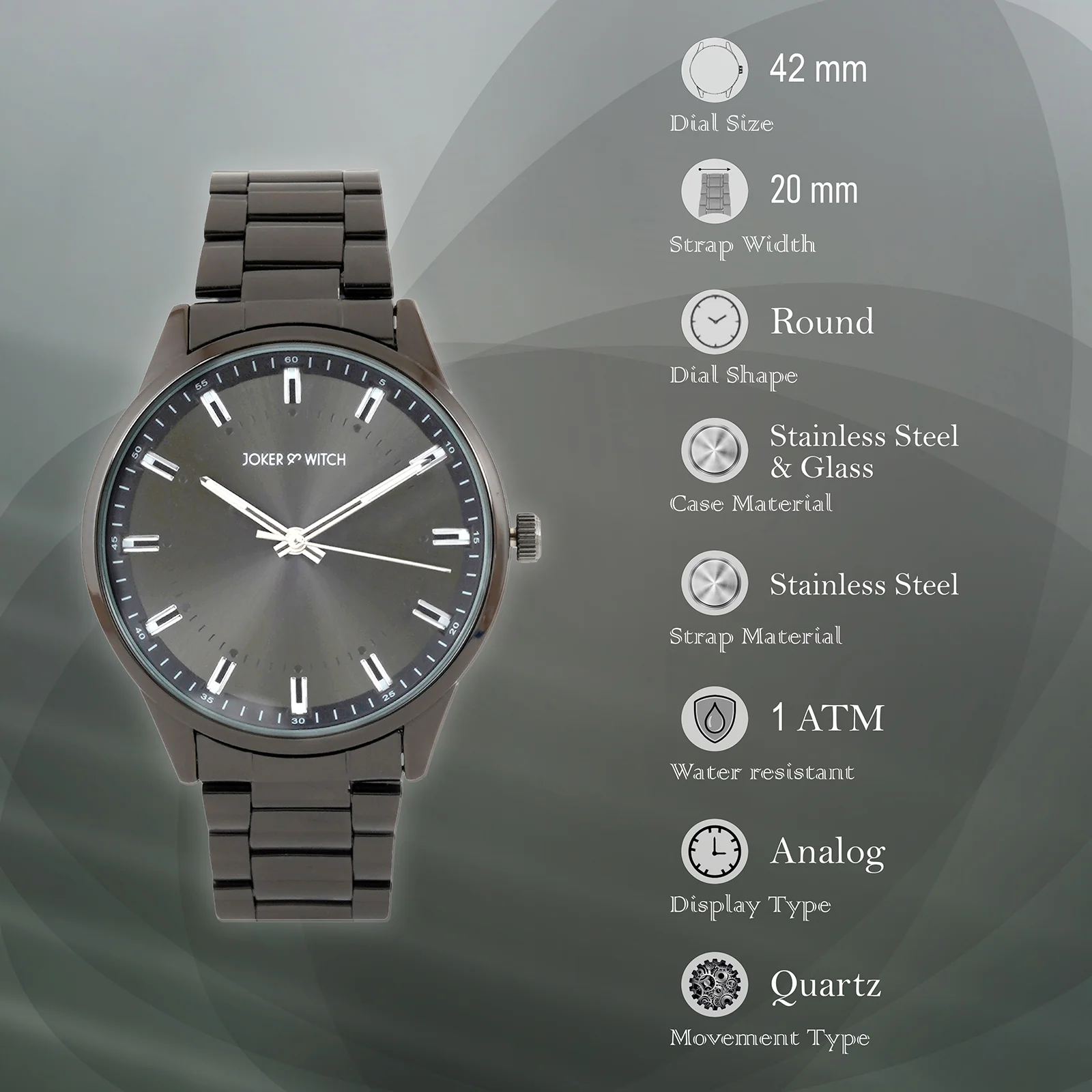 Shanghai Black Large Dial Linked Chain Strap Men's Watch - Image 7