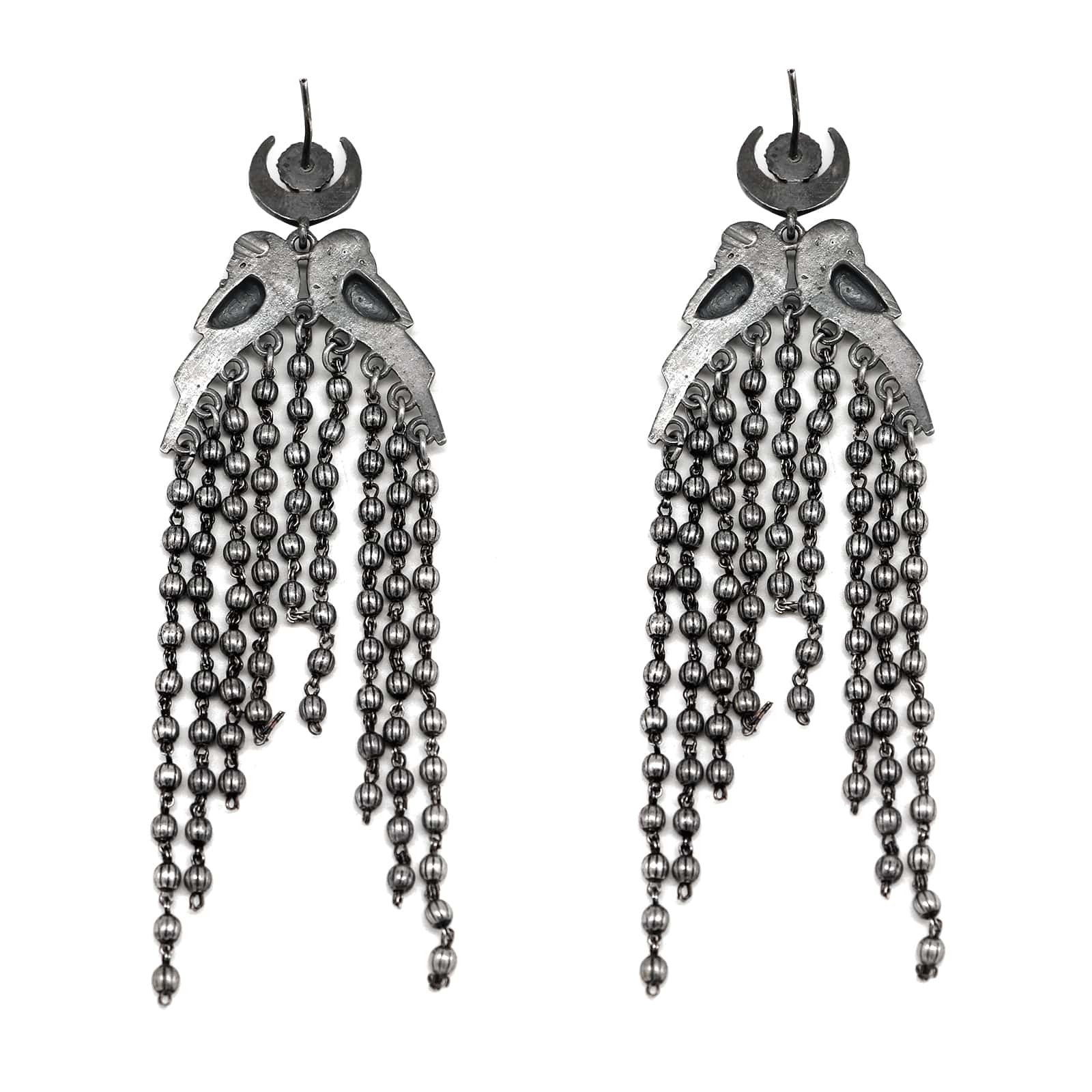 Shatakshi Peacock Silver Oxidized Earrings - Image 5