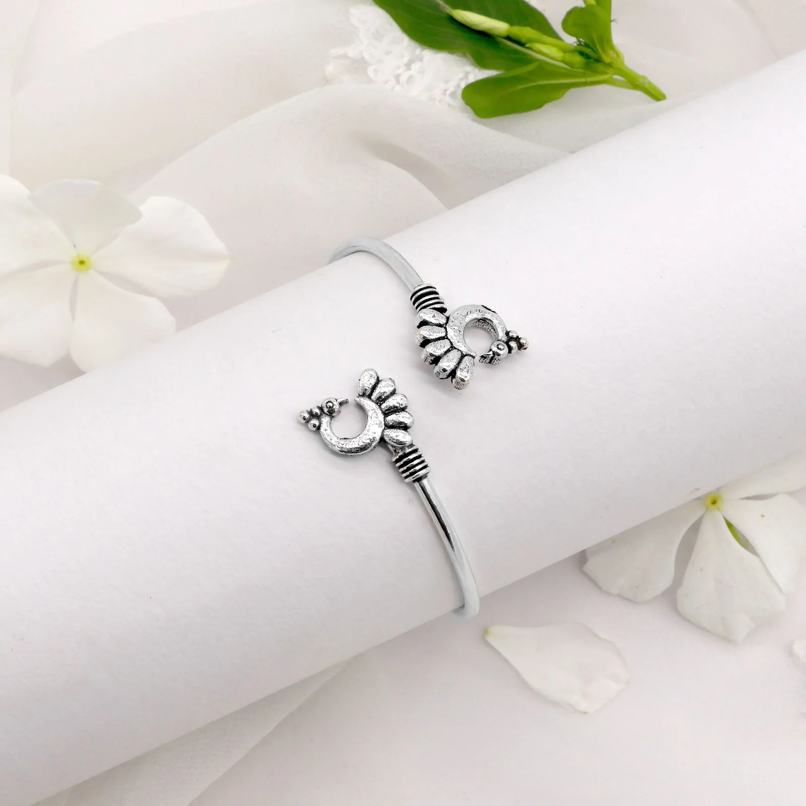Shyla Peacock Silver Oxidized Bracelet - Image 2