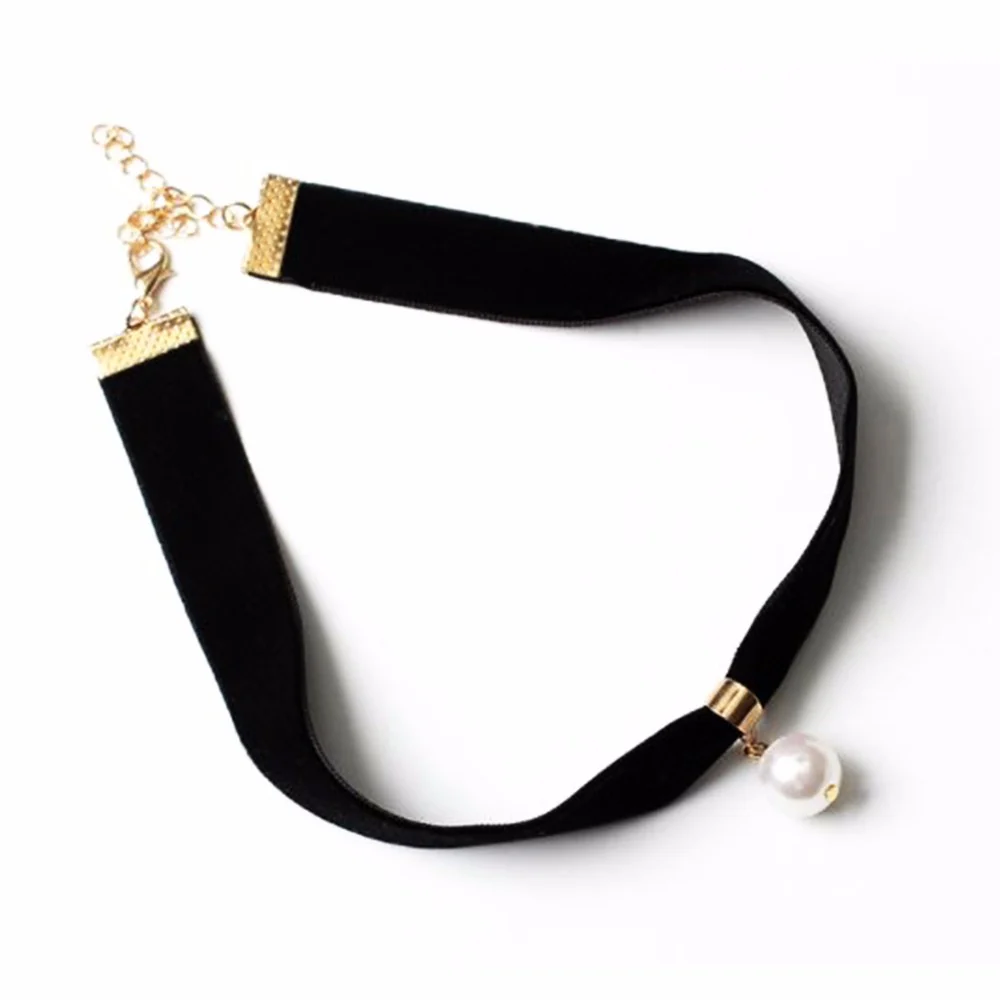 Single Pearl Black Choker - Image 7