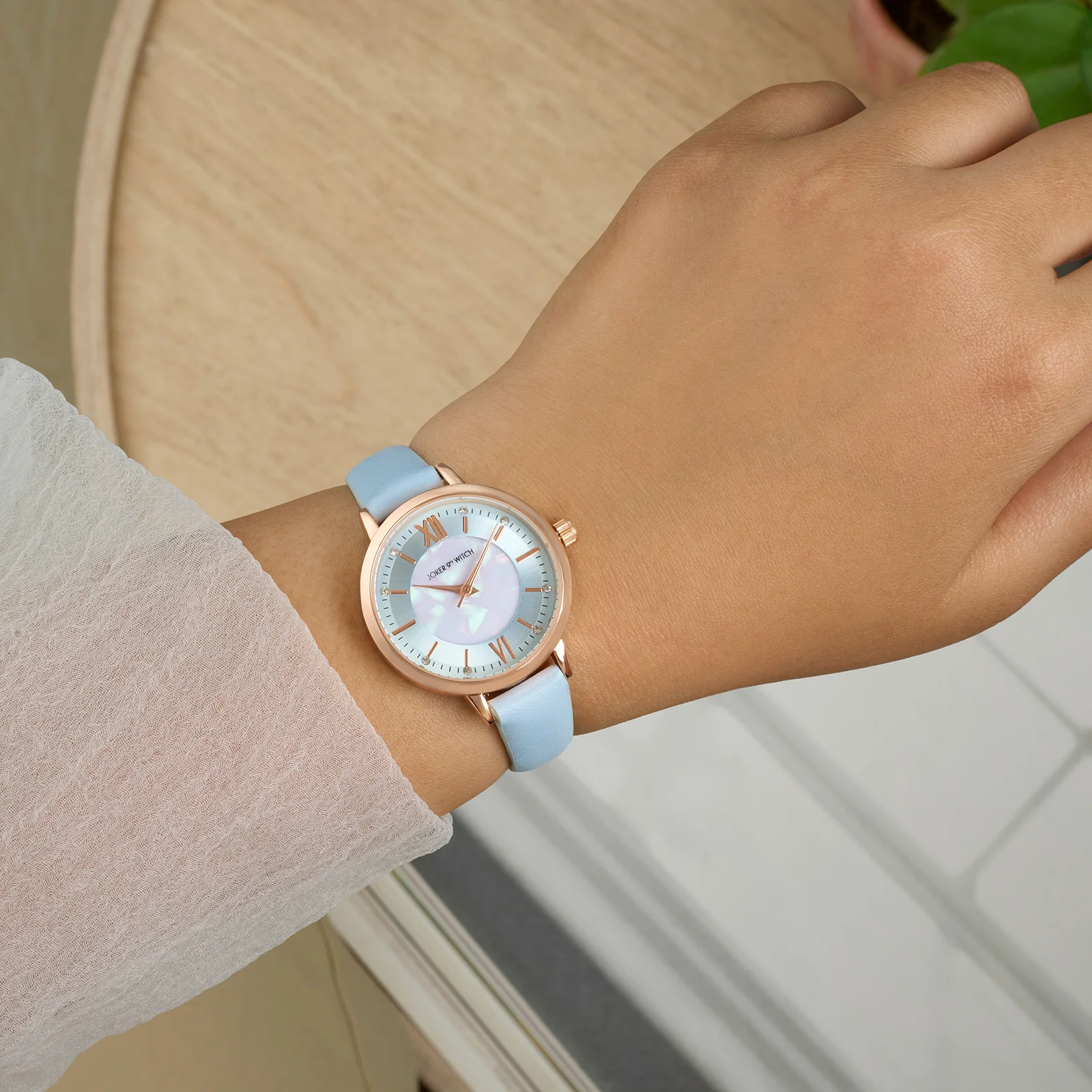 Skyfall Blue and MOP Medium Dial Blue PU Strap Women's Watch - Image 2