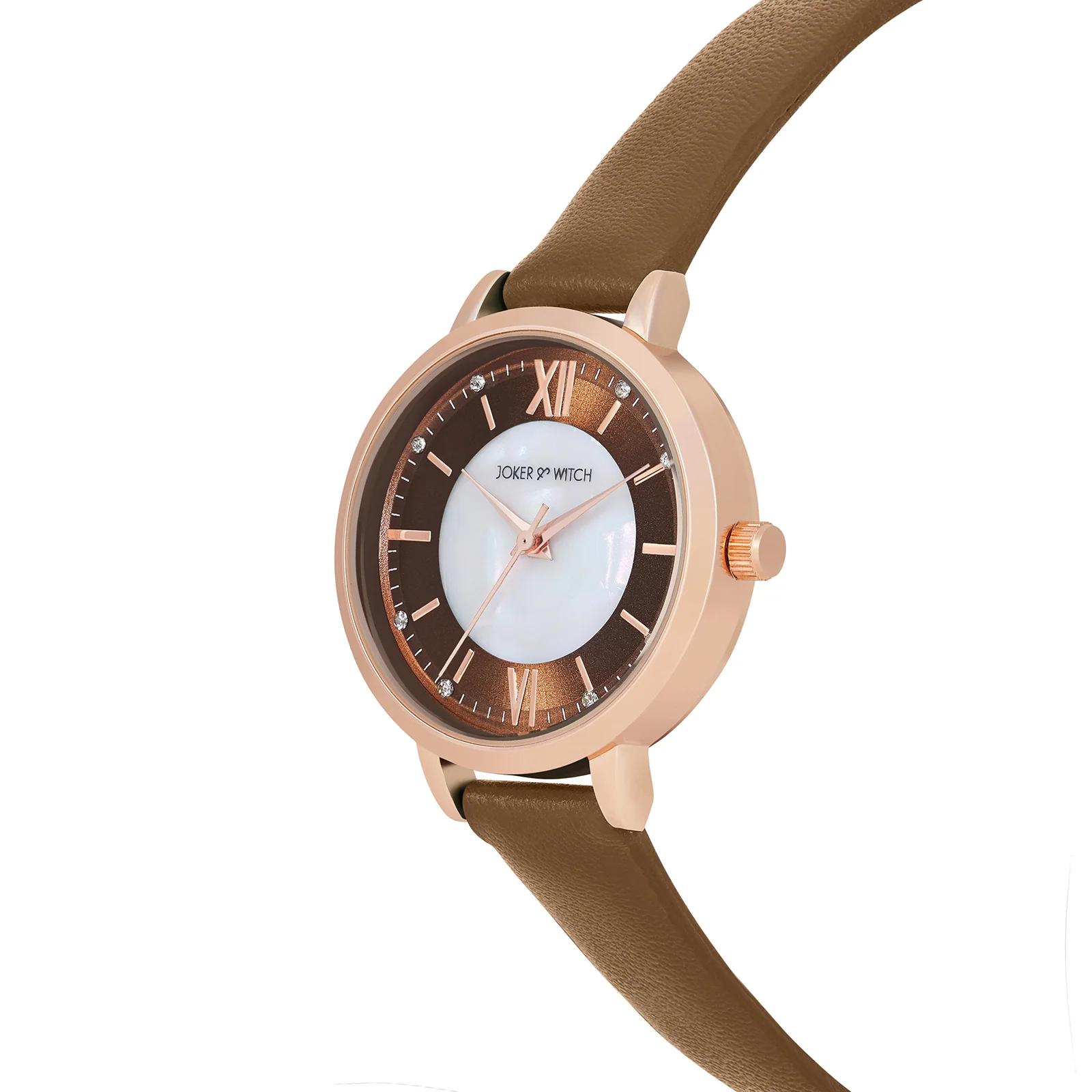 Skyfall Brown and MOP Medium Dial Brown PU Strap Women's Watch - Image 4