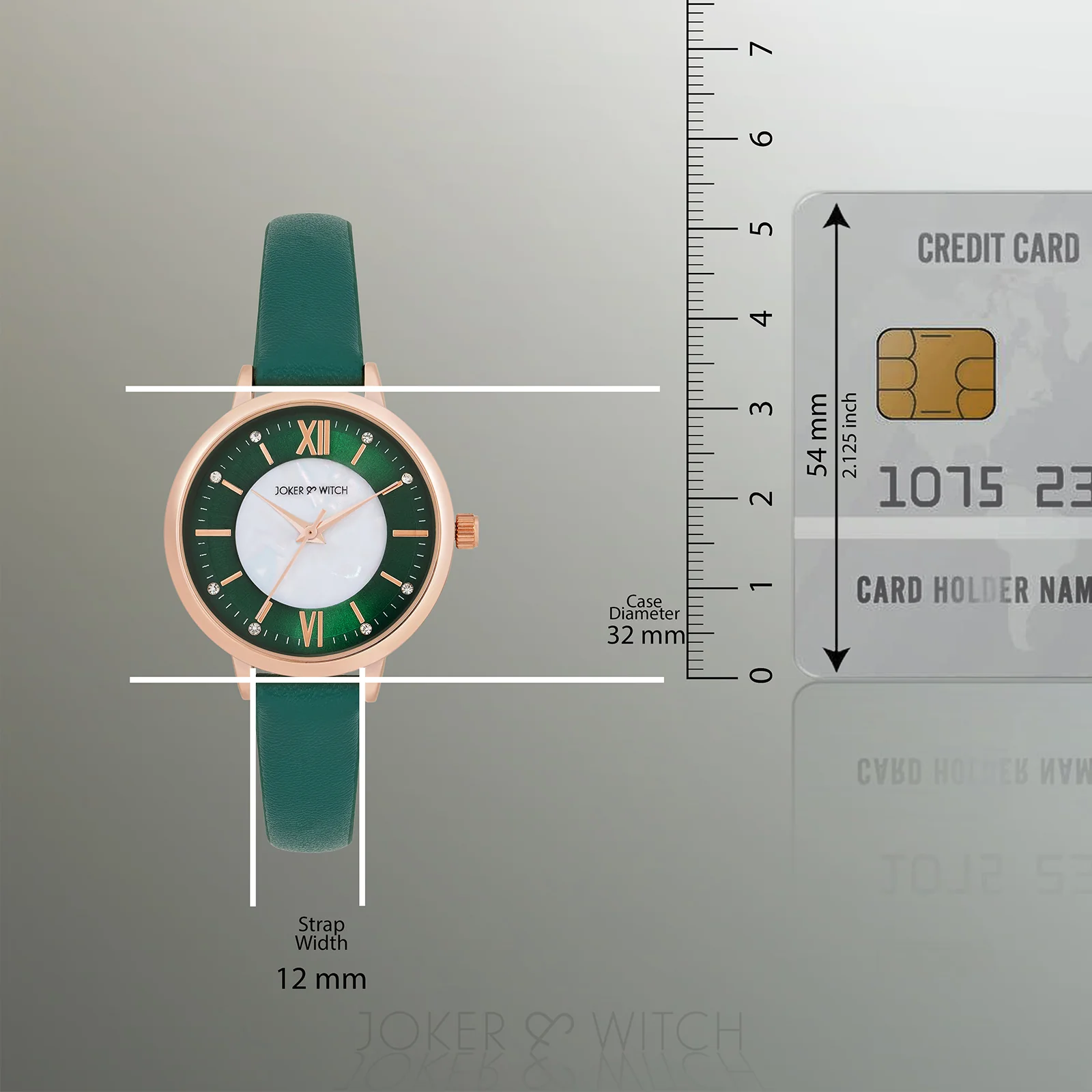 Skyfall Green and MOP Medium Dial Green PU Strap Women's Watch - Image 7