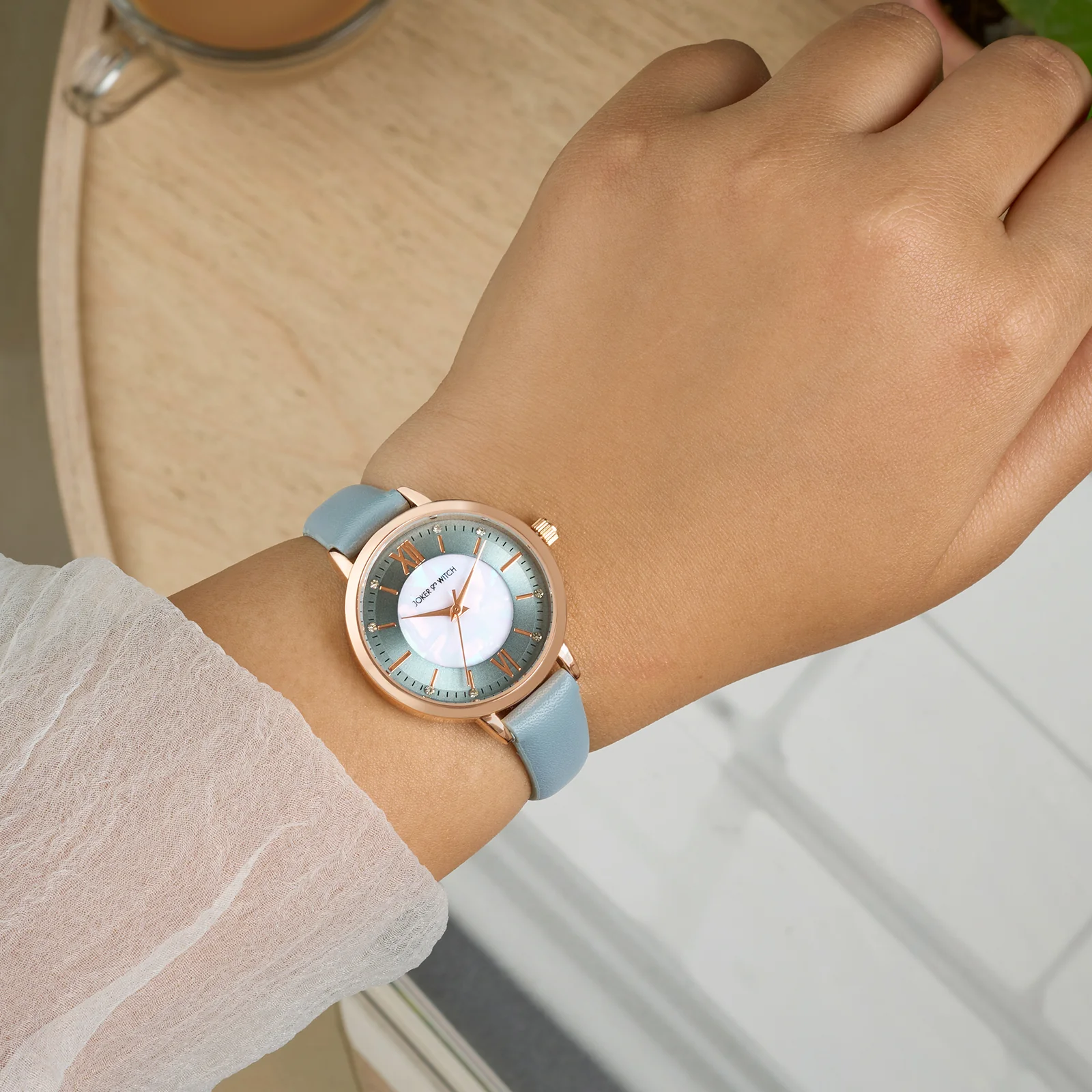 Skyfall Grey and MOP Medium Dial Grey PU Strap Women's Watch - Image 2
