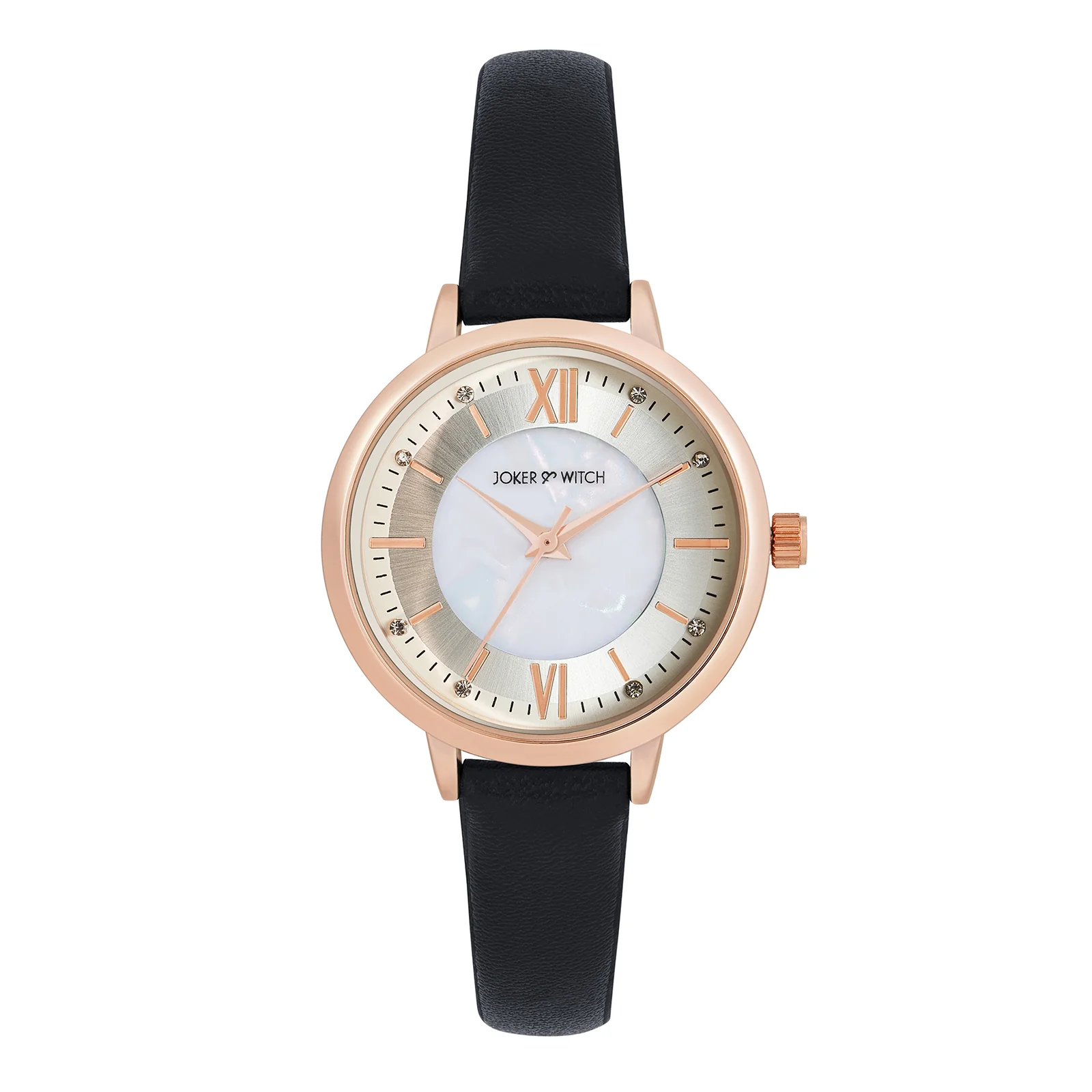 Skyfall White and MOP Medium Dial Black PU Strap Women's Watch - Image 3