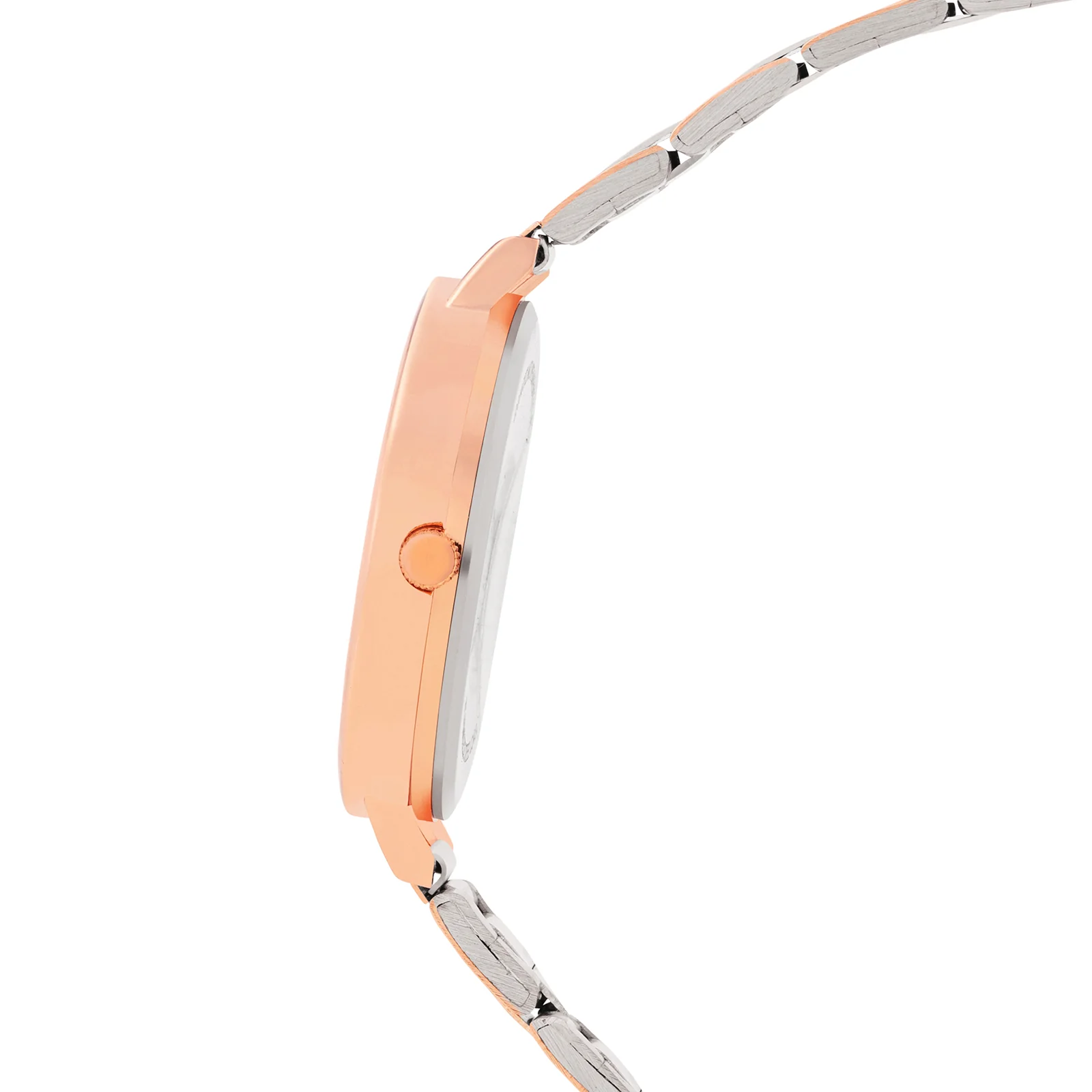 Sleek Black Large Dial Dual Tone Linked Chain Strap Women's Watch - Image 5