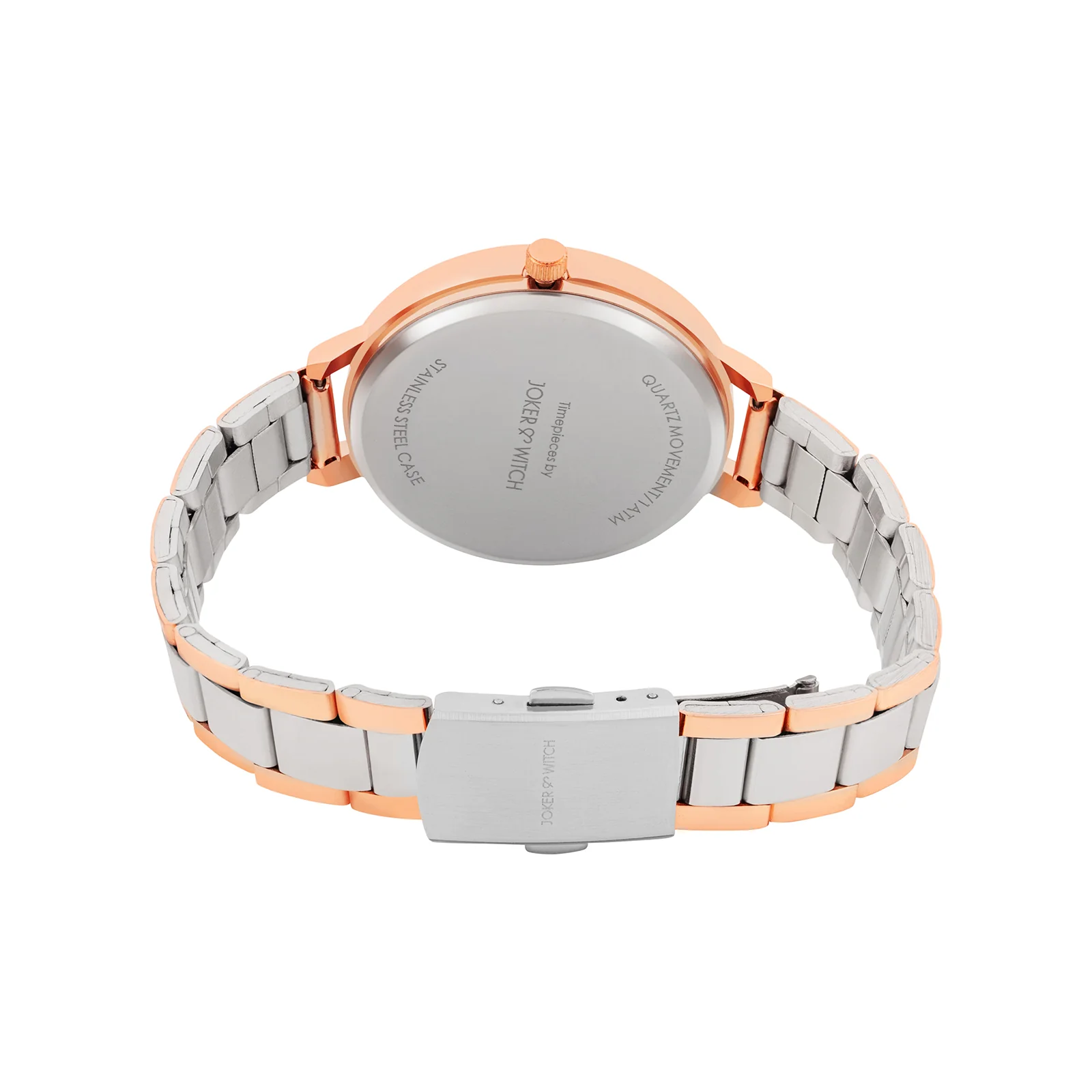 Sleek Black Large Dial Dual Tone Linked Chain Strap Women's Watch - Image 6