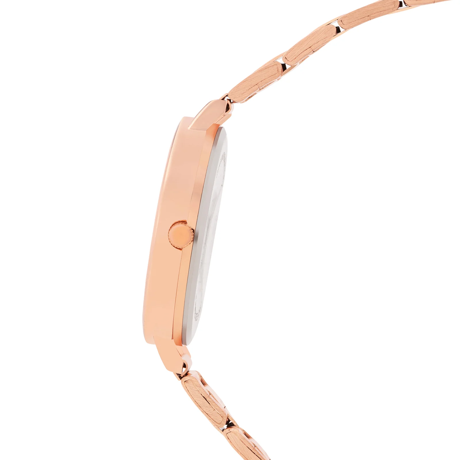 Sleek Maroon Large Dial Rose Gold Linked Chain Strap Women's Watch - Image 5