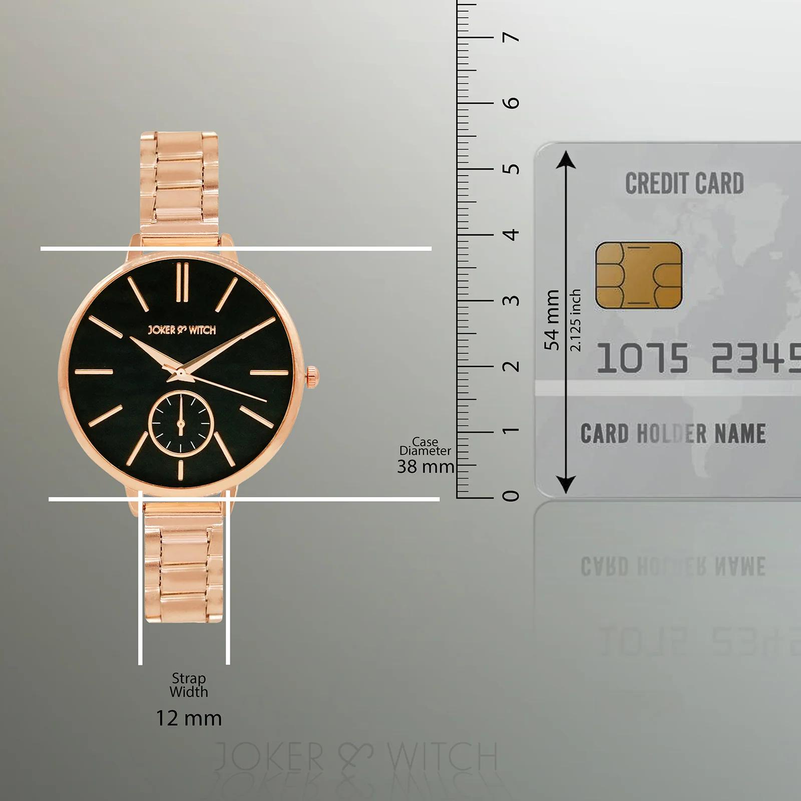 Sleek Black Large Dial Rose Gold Linked Chain Strap Women's Watch - Image 8