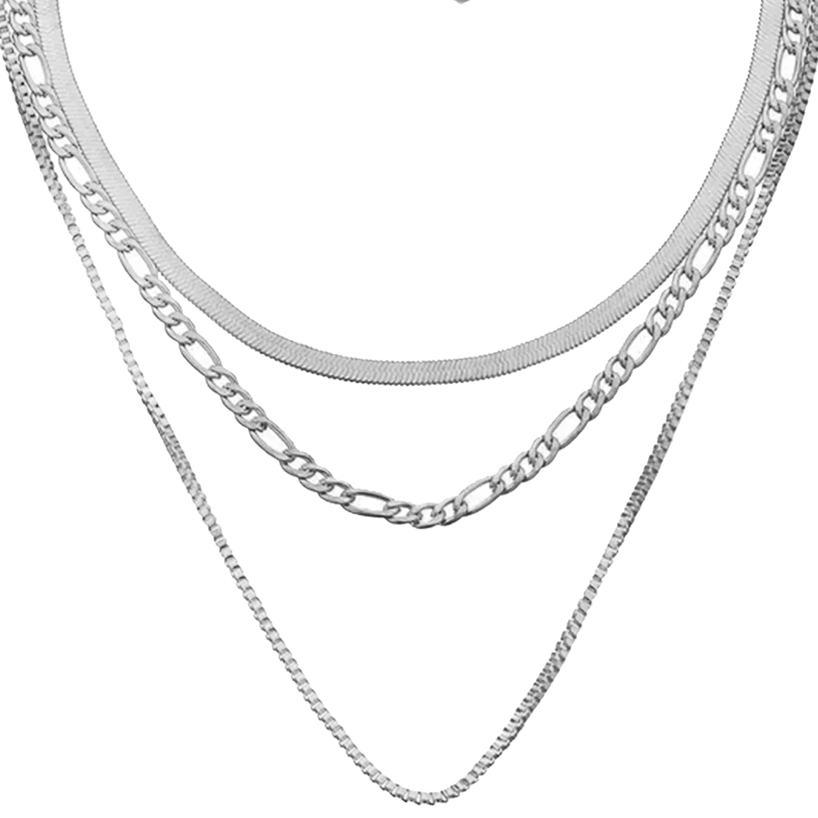 Sleek Silver Layered Necklace - Image 3