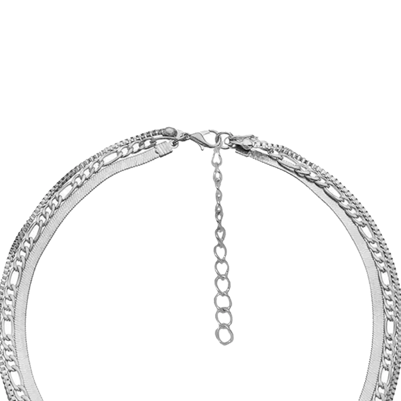 Sleek Silver Layered Necklace - Image 4