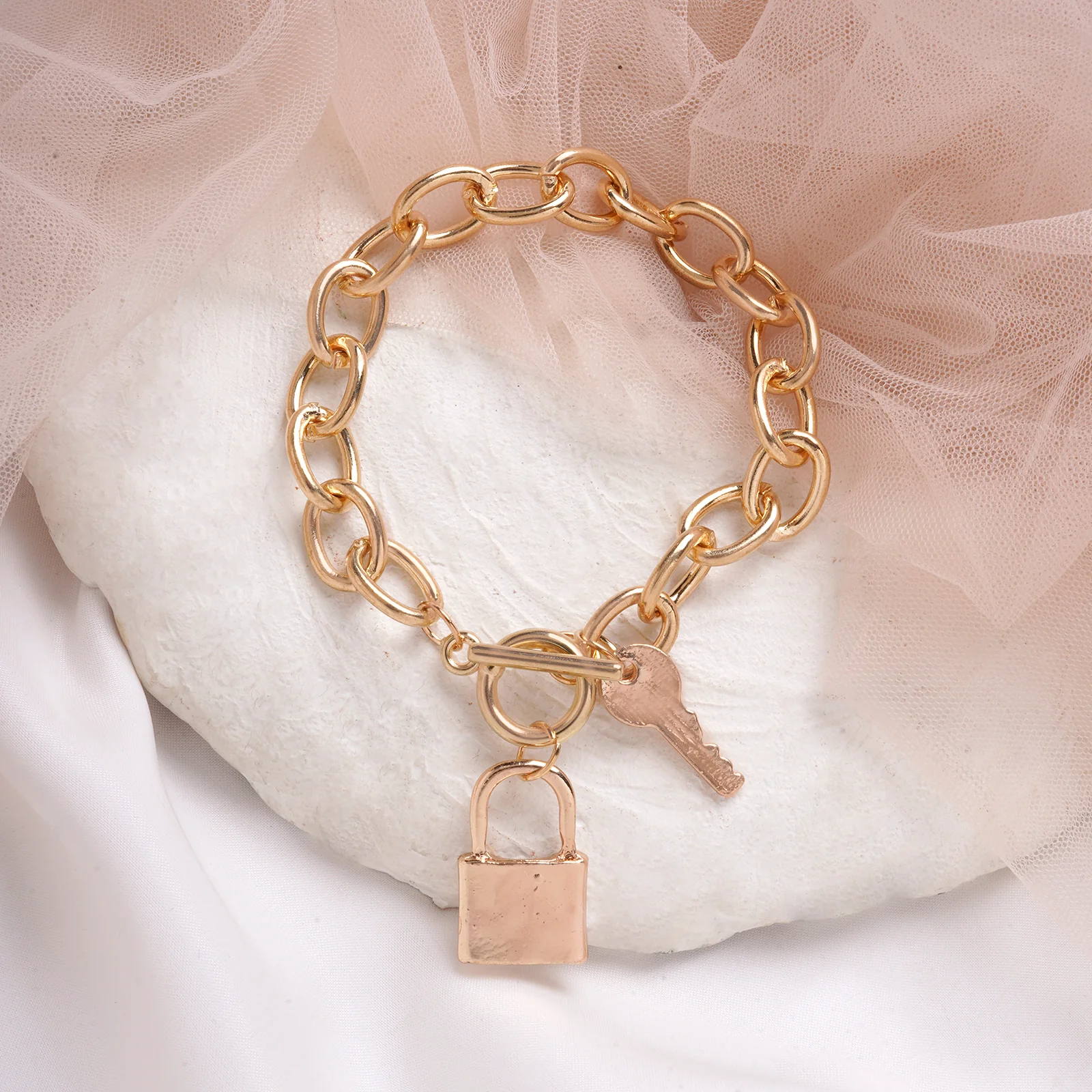 Bewitched Smitten Lock & Key Gold  Bracelet - Image 2