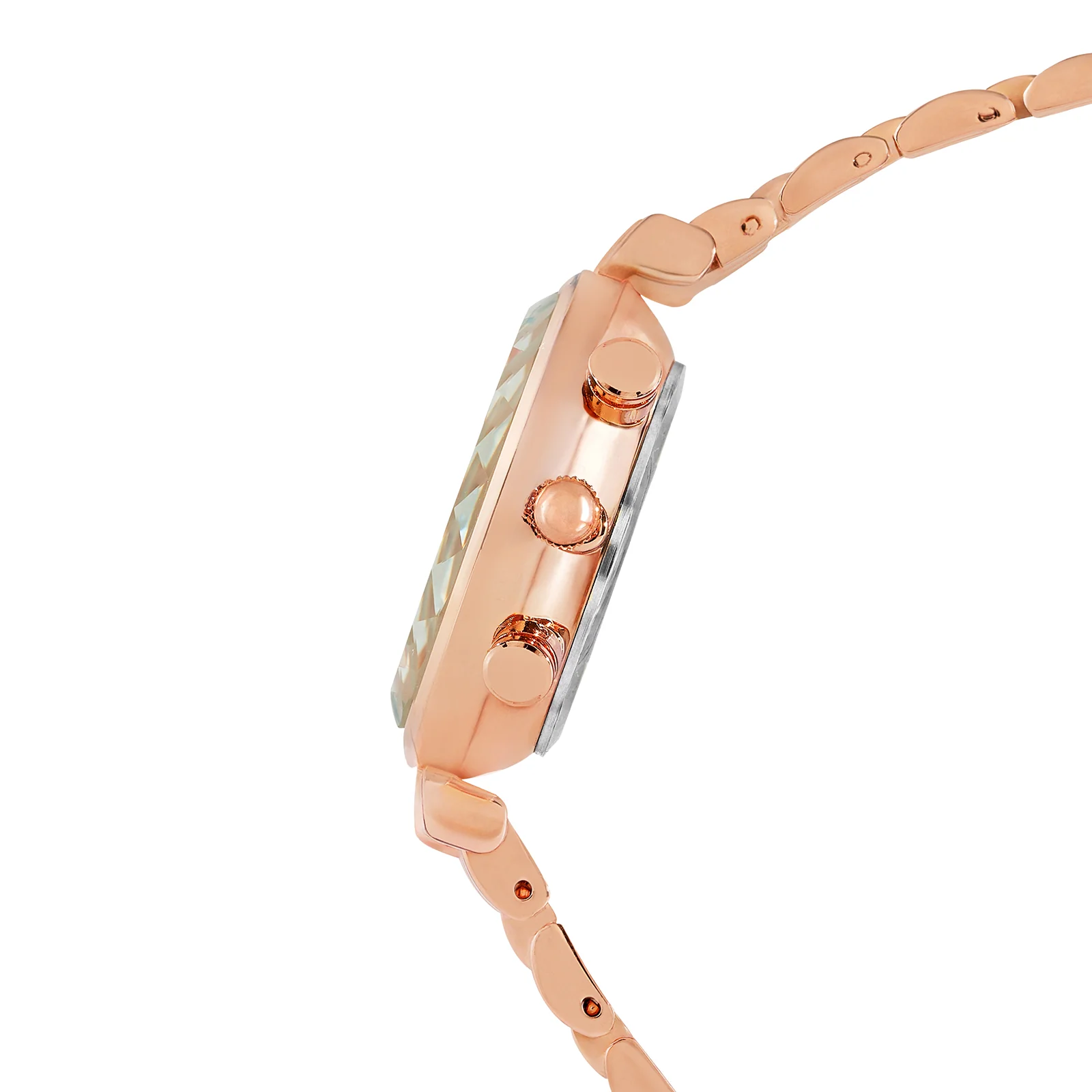 Solace Black Sunray Crystal Glass Small Dial Rosegold Metallic Strap Women's Watch - Image 5