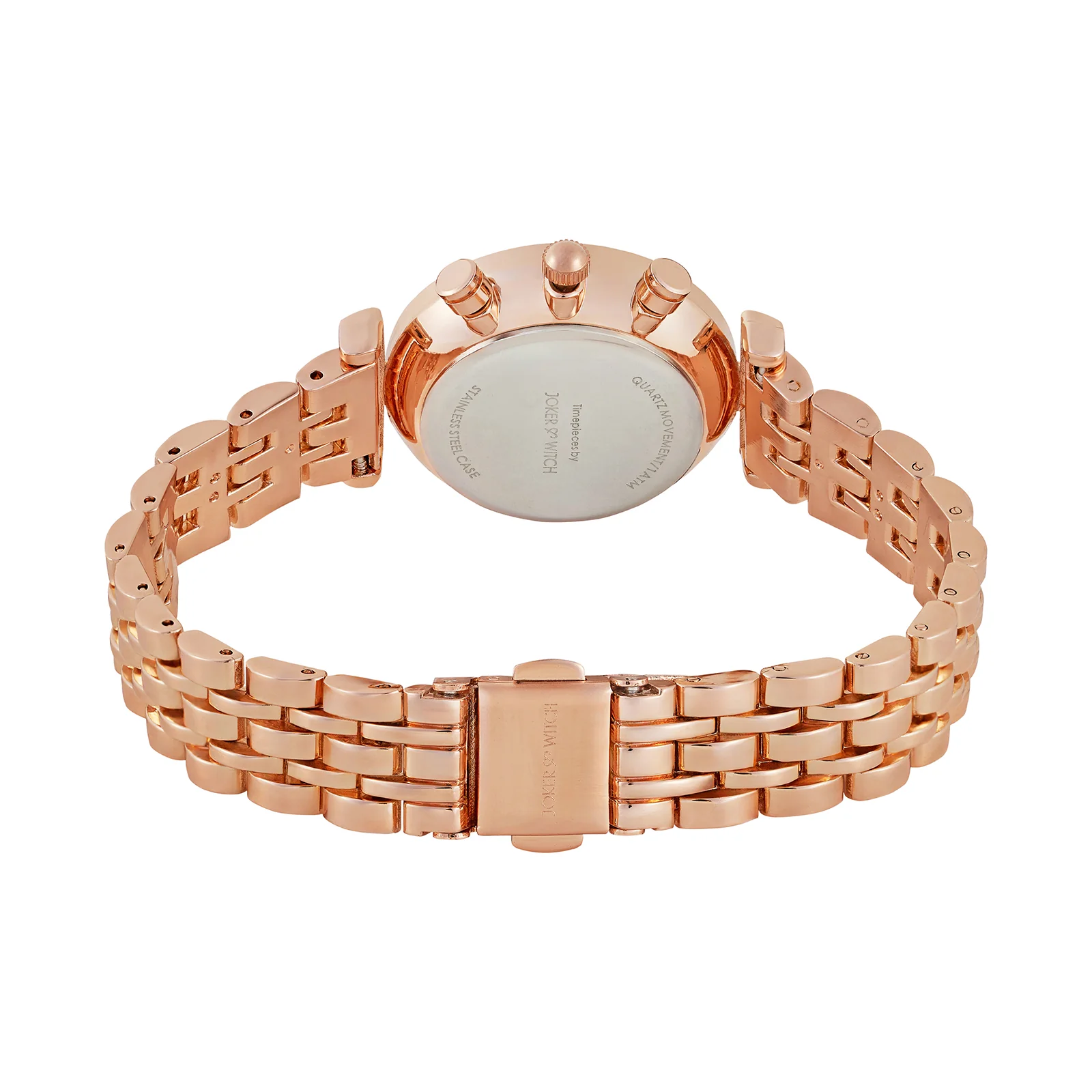 Solace Black Sunray Crystal Glass Small Dial Rosegold Metallic Strap Women's Watch - Image 6