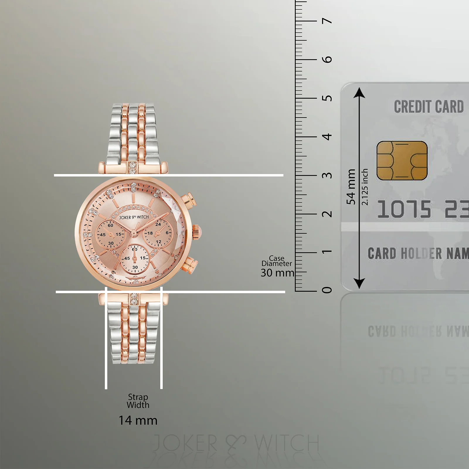 Solace Rosegold Sunray Crystal Glass Small Dial Dualtone Metallic Strap Women's Watch - Image 7
