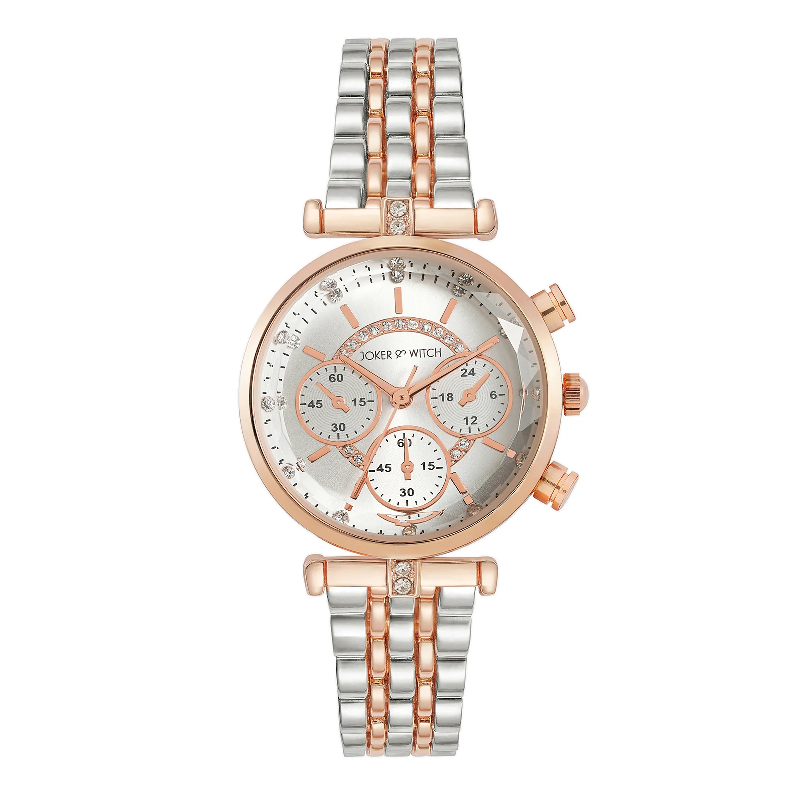 Solace Silver Sunray Crystal Glass Small Dial Dualtone Metallic Strap Women's Watch - Image 3