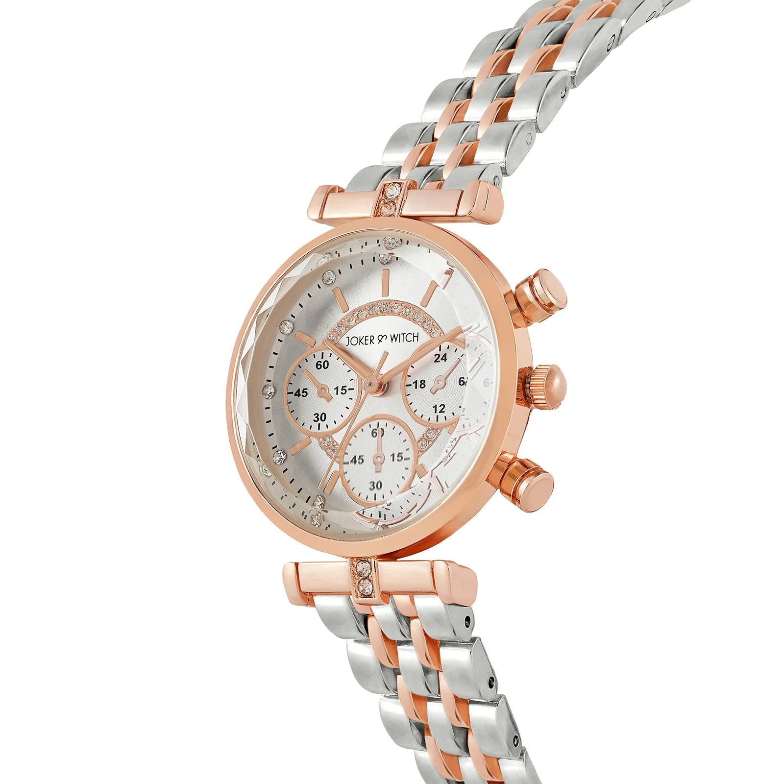 Solace Silver Sunray Crystal Glass Small Dial Dualtone Metallic Strap Women's Watch - Image 4