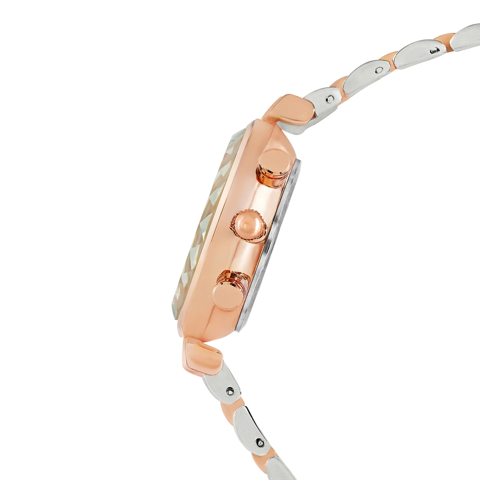 Solace Silver Sunray Crystal Glass Small Dial Dualtone Metallic Strap Women's Watch - Image 5