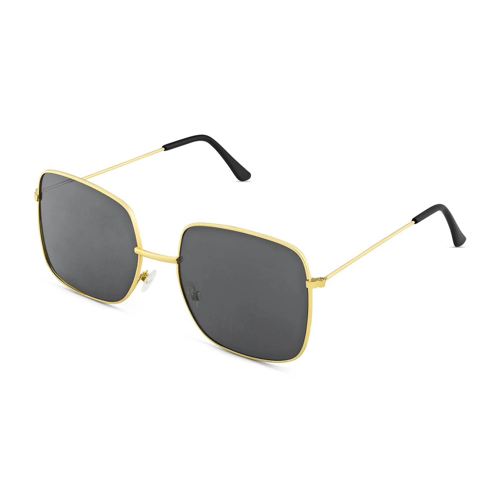 Solar Retro Square Black Lens Gold Frame Sunglasses - Image 3