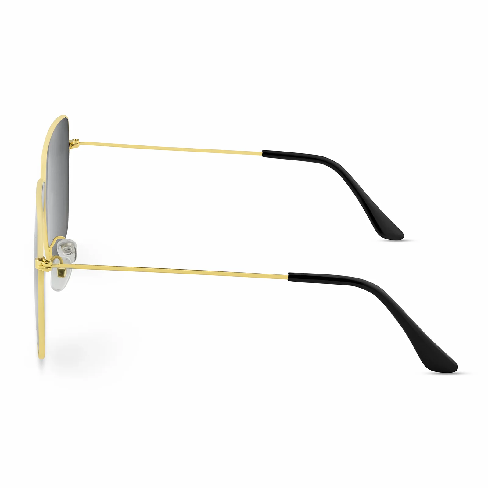 Solar Retro Square Black Lens Gold Frame Sunglasses - Image 4