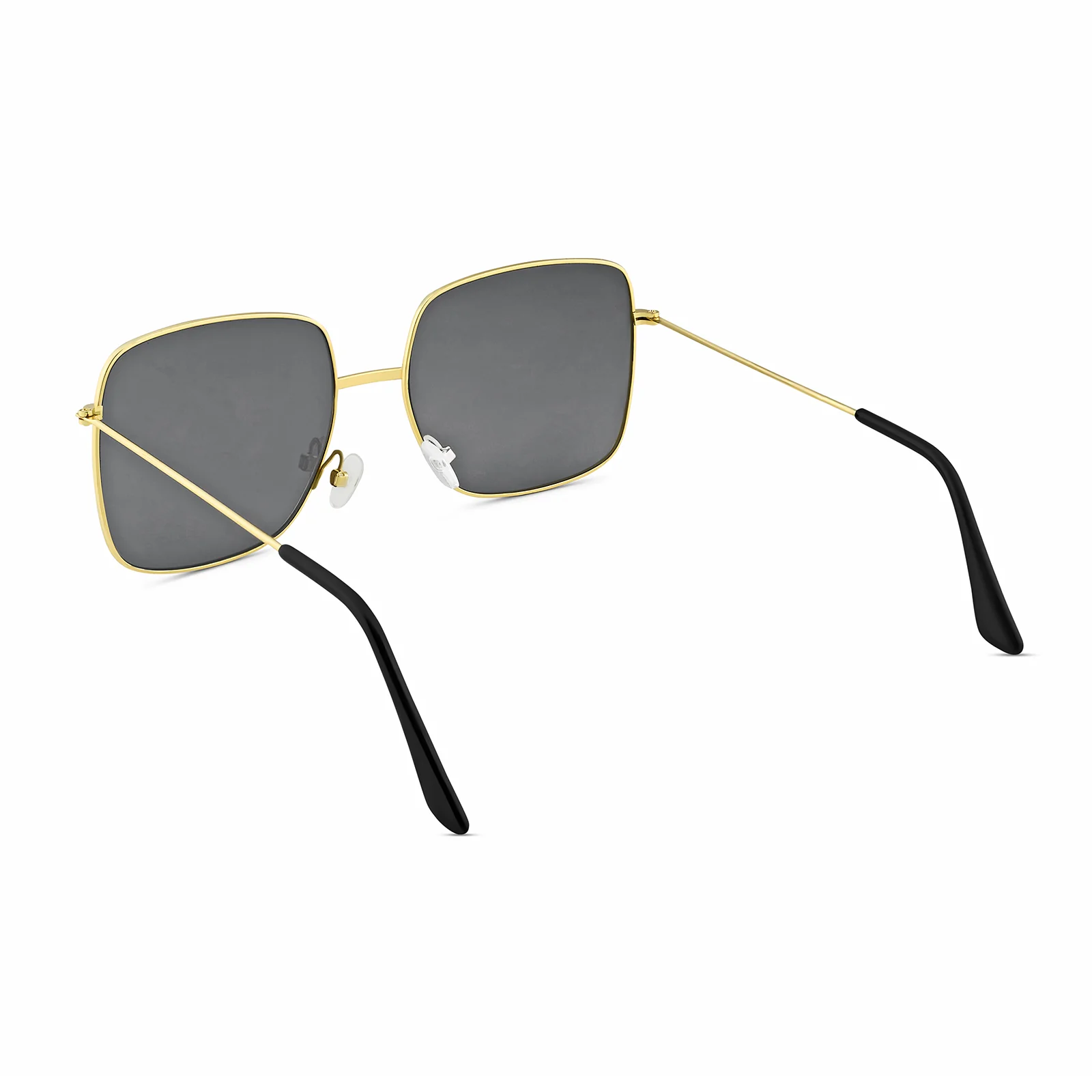 Solar Retro Square Black Lens Gold Frame Sunglasses - Image 5
