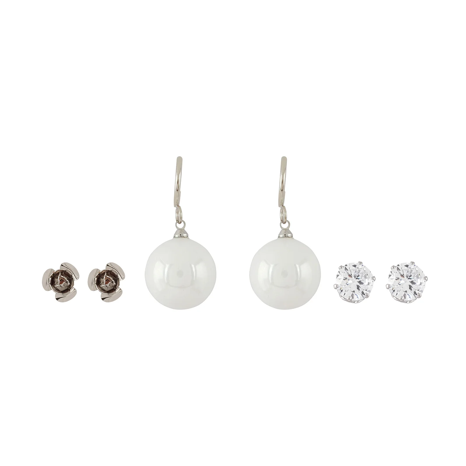Sora White & Silver Earrings - Image 3