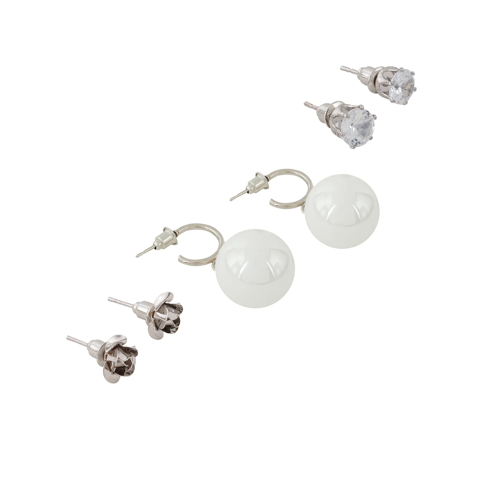Sora White & Silver Earrings - Image 4