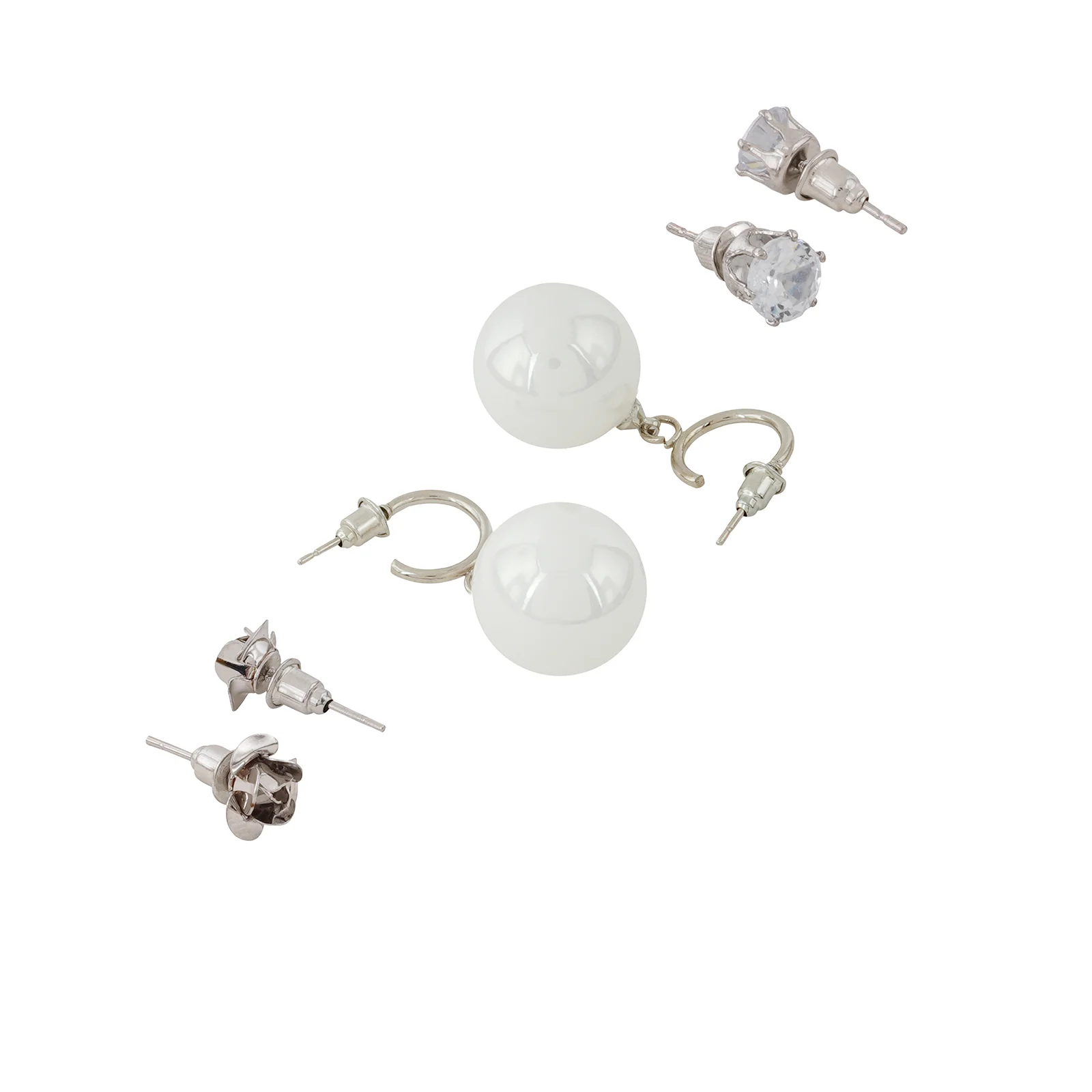 Sora White & Silver Earrings - Image 5