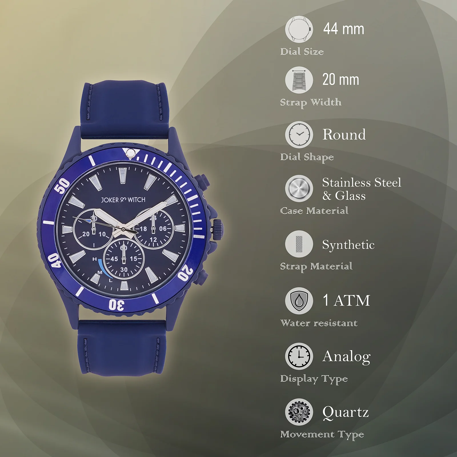 Spacey Blue XLarge Dial Silicone Strap Men's Watch - Image 7