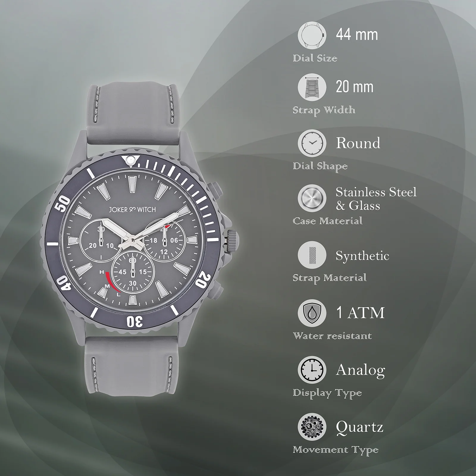 Spacey Grey XLarge Dial Silicone Strap Men's Watch - Image 7
