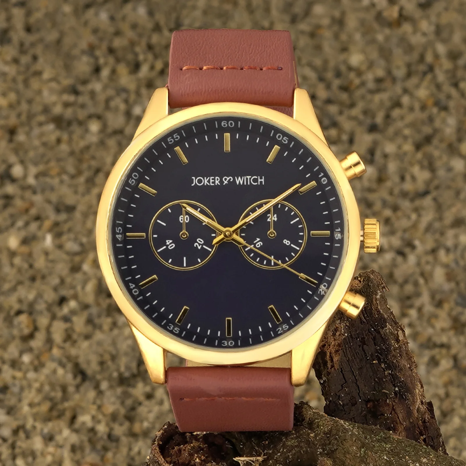 Spectra Blue Large Dial Brown PU Strap Men's Watch - Image 2