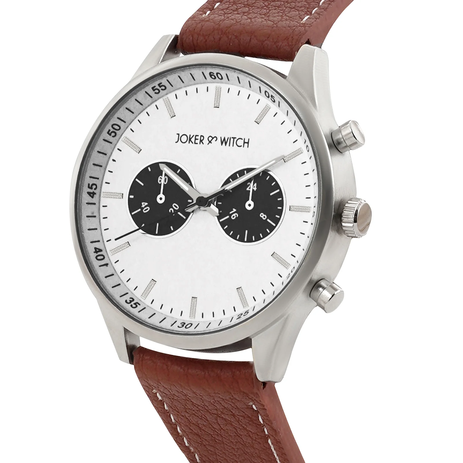 Spectra White Large Dial Brown PU Strap Men's Watch - Image 4