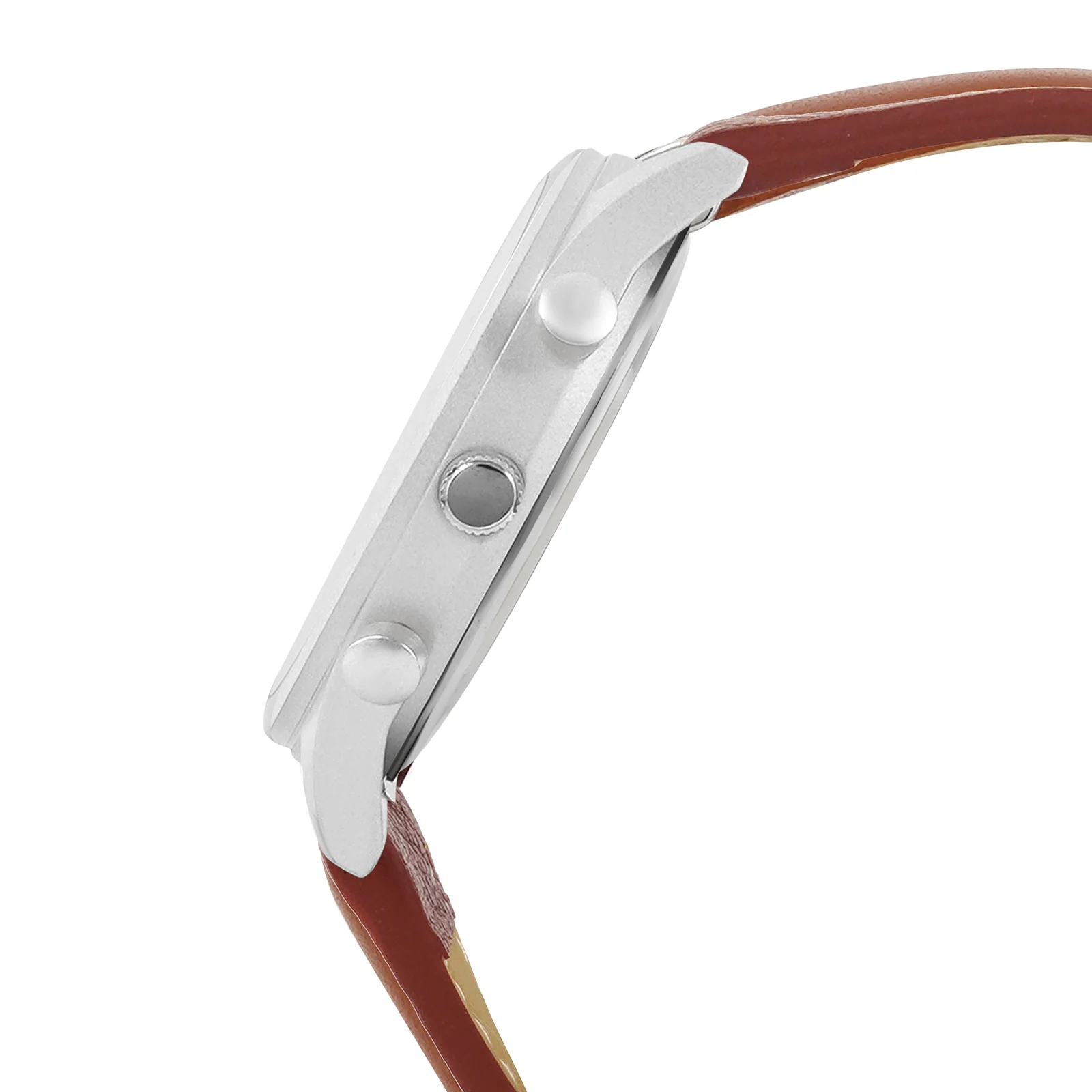Spectra White Large Dial Brown PU Strap Men's Watch - Image 5