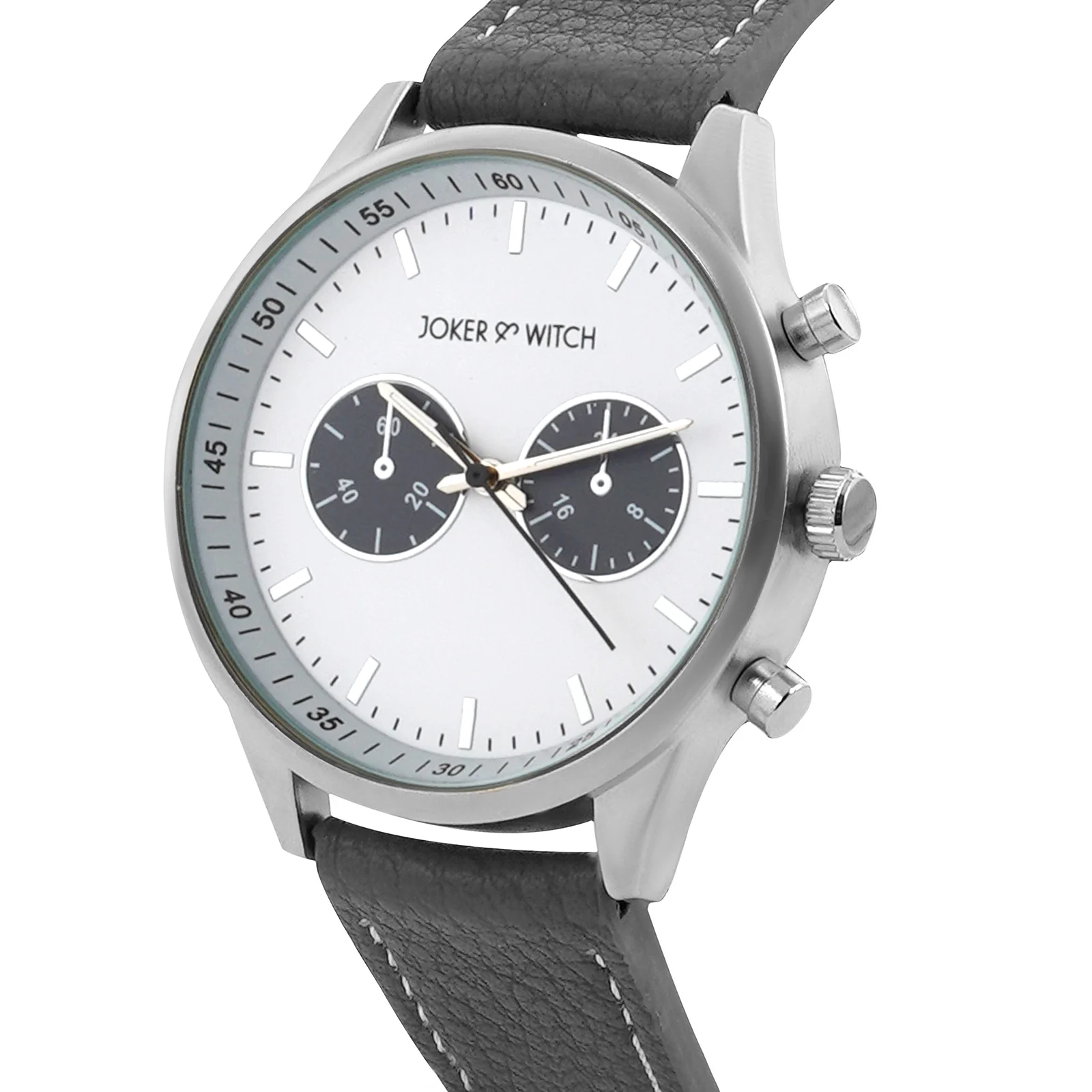 Spectra White Large Dial Grey PU Strap Men's Watch - Image 4