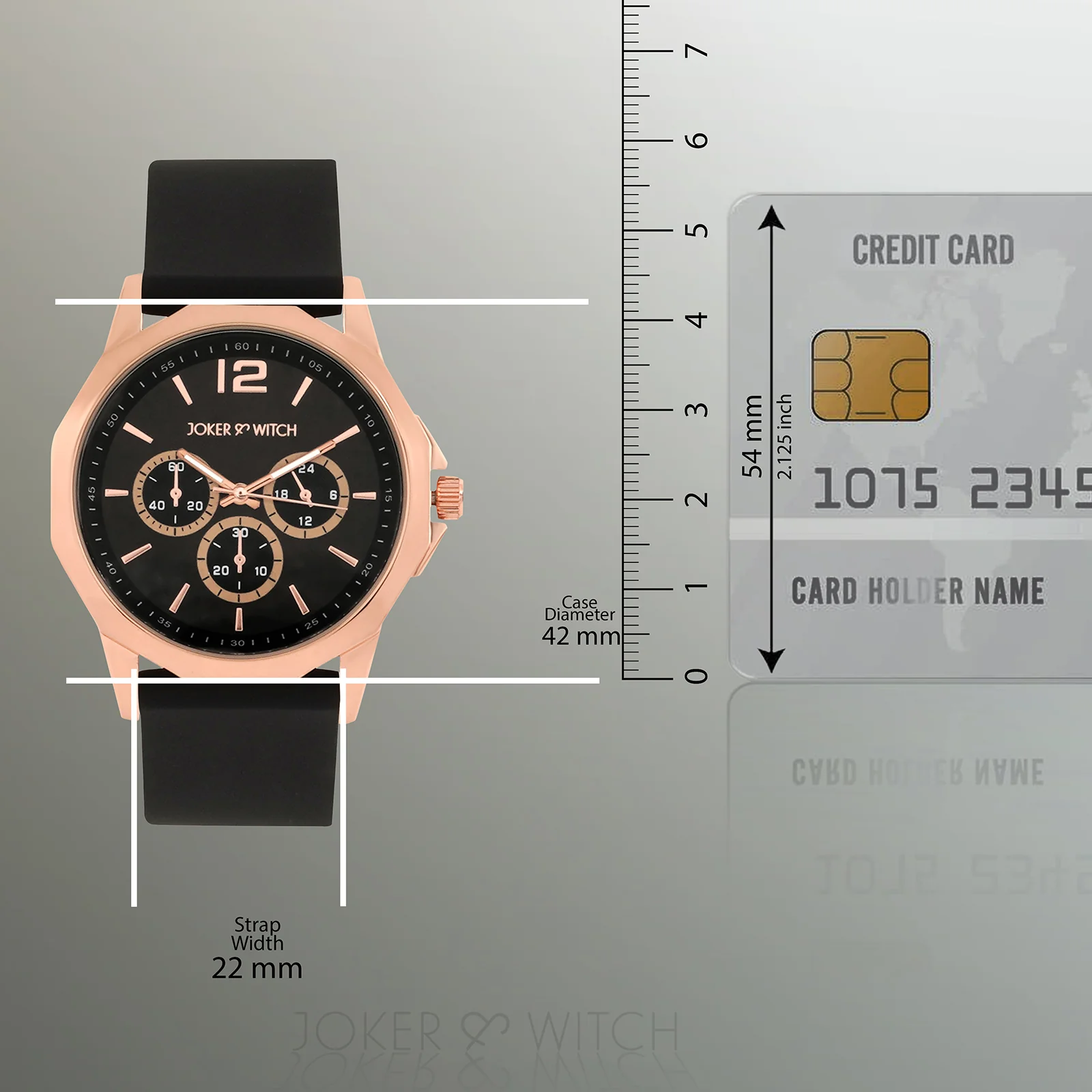 Spyder Rose Gold Black Large Hexagon Dial Silicone Strap Men's Watch - Image 8