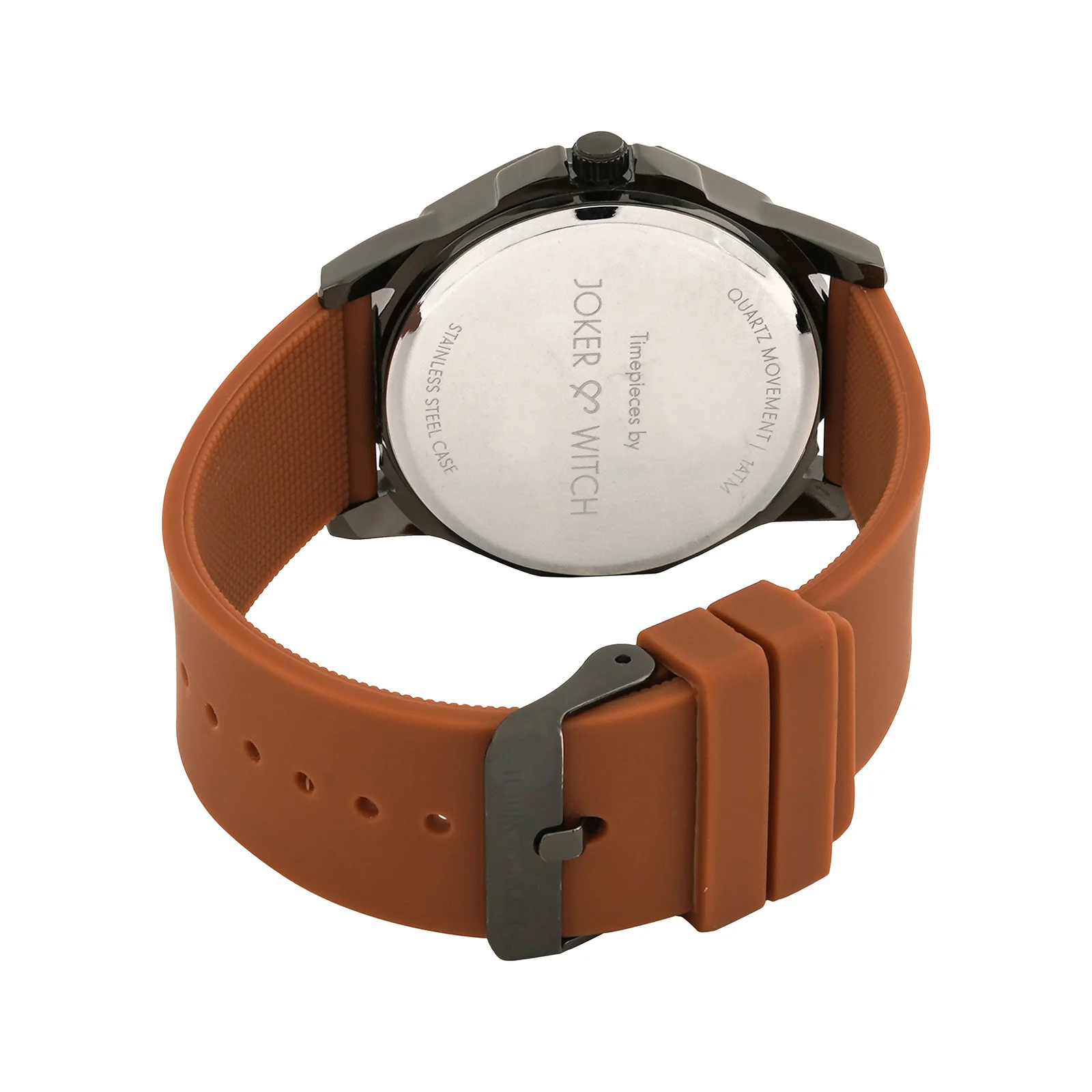 Spyder Black Large Hexagon Dial Brown Silicone Strap Men's Watch - Image 6