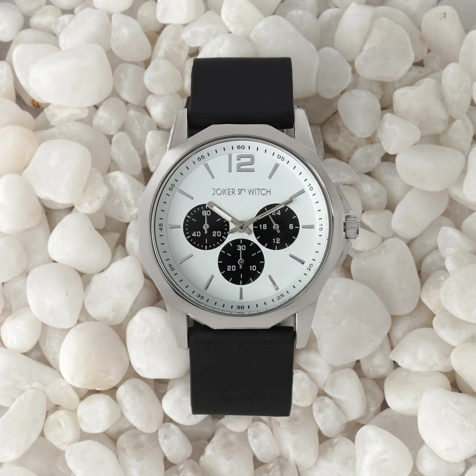 Spyder White Large Hexagon Dial Black Silicone Strap Men's Watch - Image 3