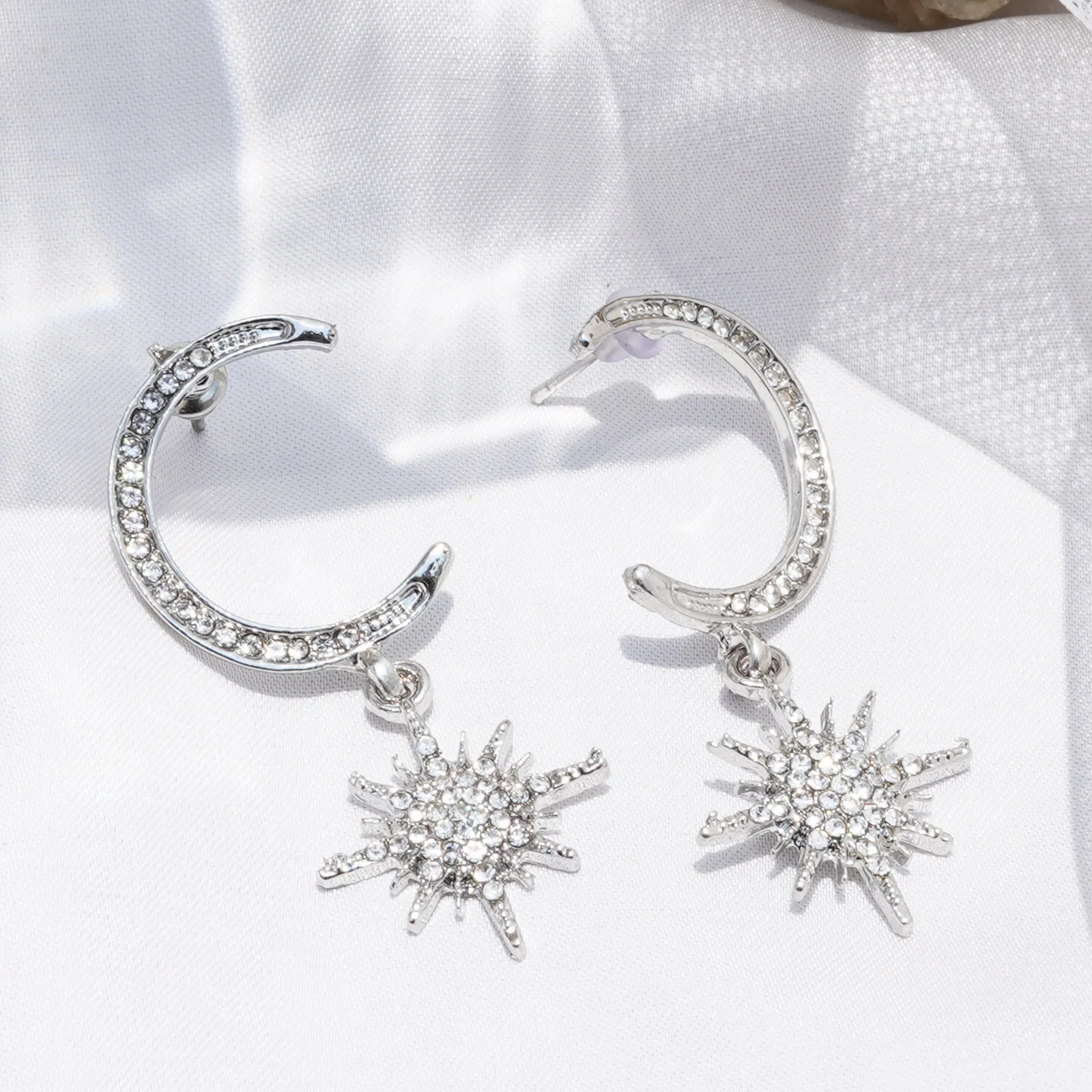 Star Hug Silver Dangler Earrings - Image 2