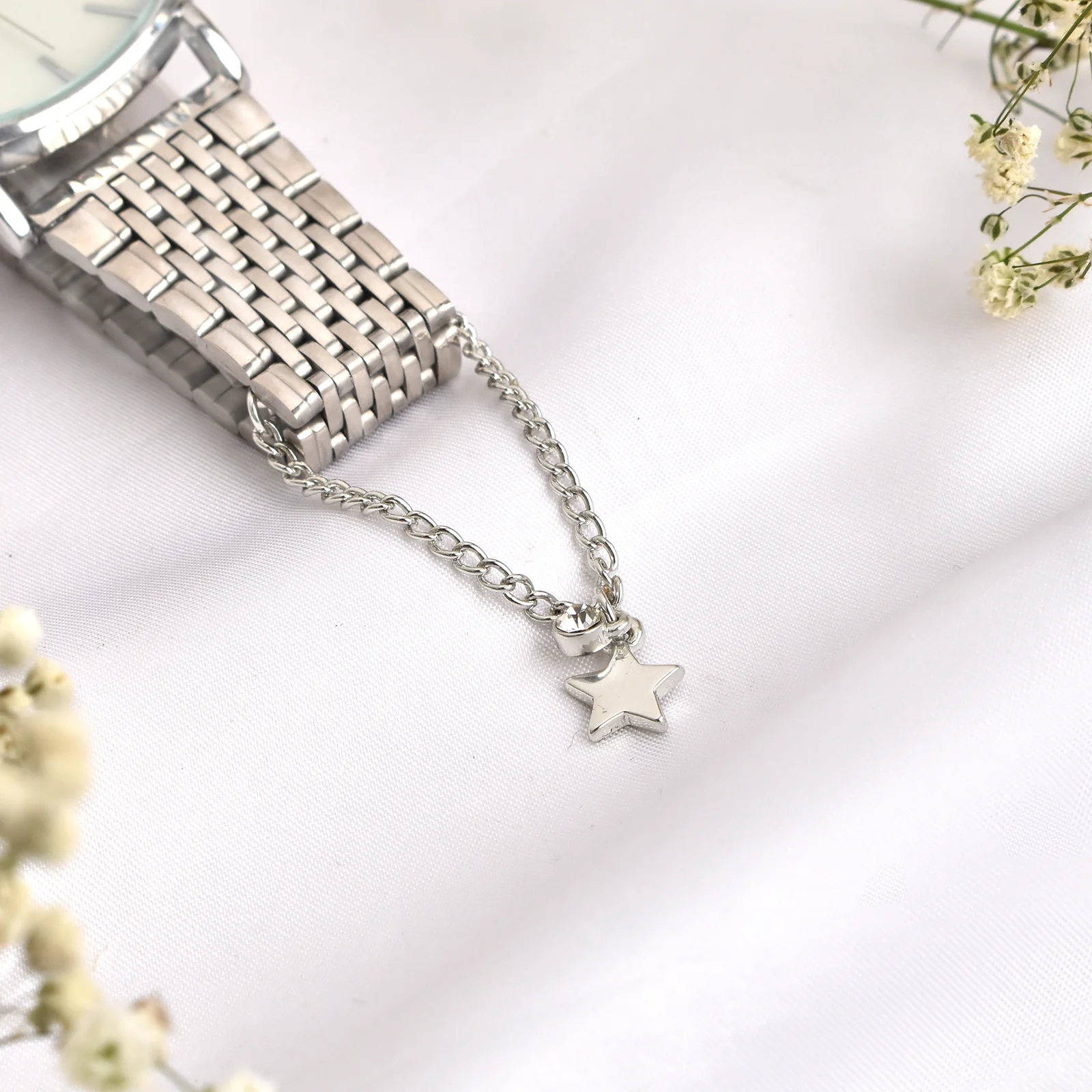 Starry Rhinestone Silver Watch Charm - Image 2
