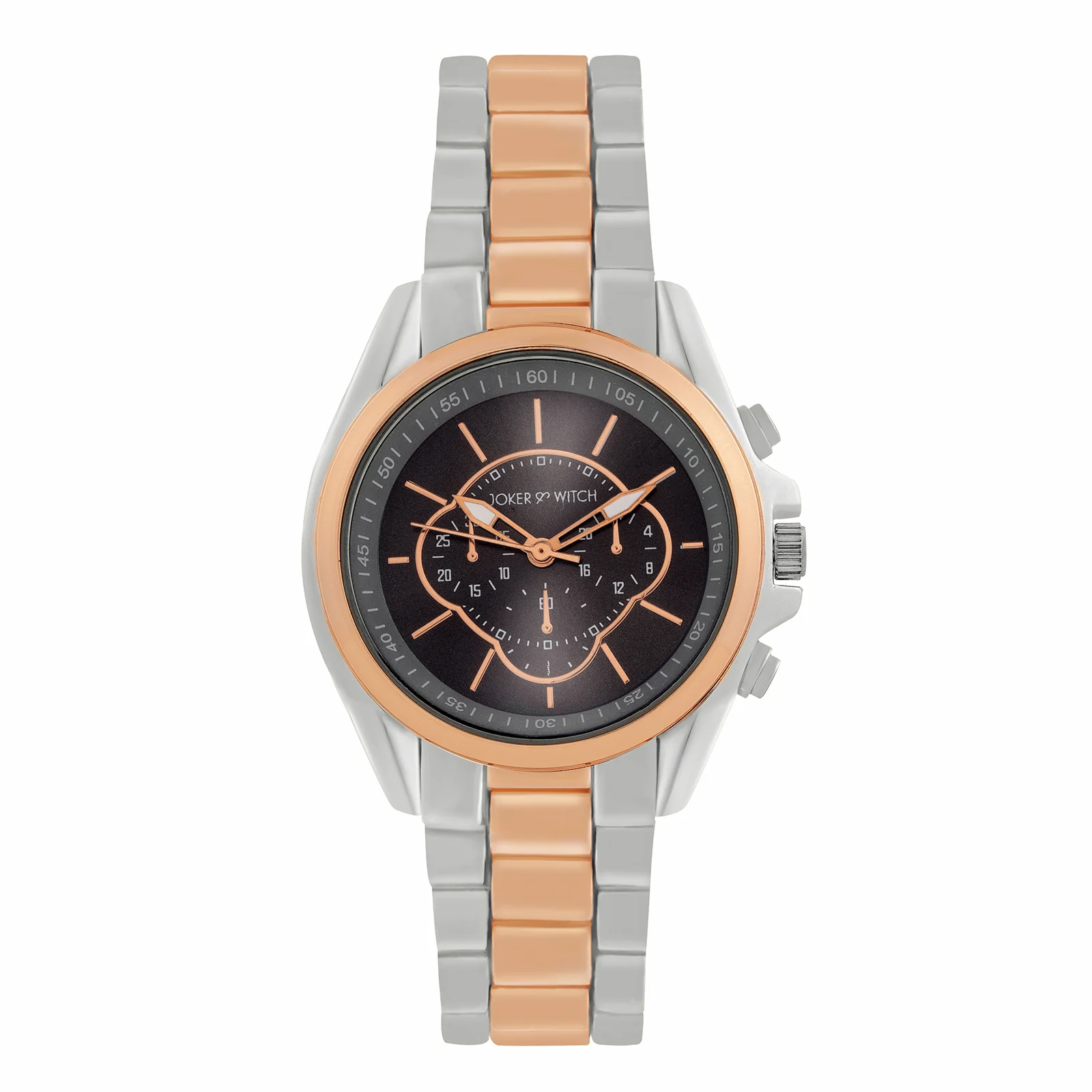 Stellar Black Large Dial Dual Tone Linked Chain Strap Women's Watch - Image 3