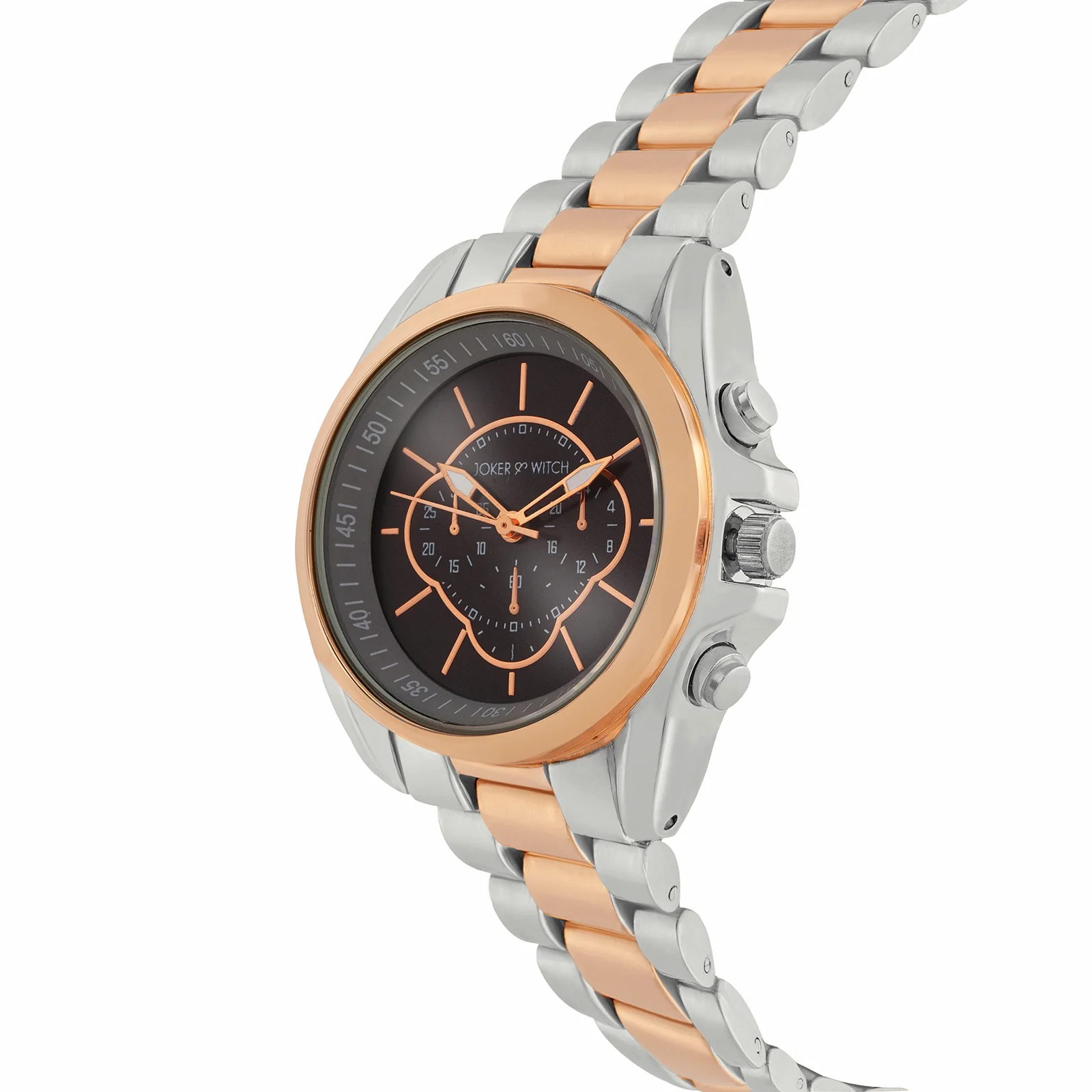 Stellar Black Large Dial Dual Tone Linked Chain Strap Women's Watch - Image 4