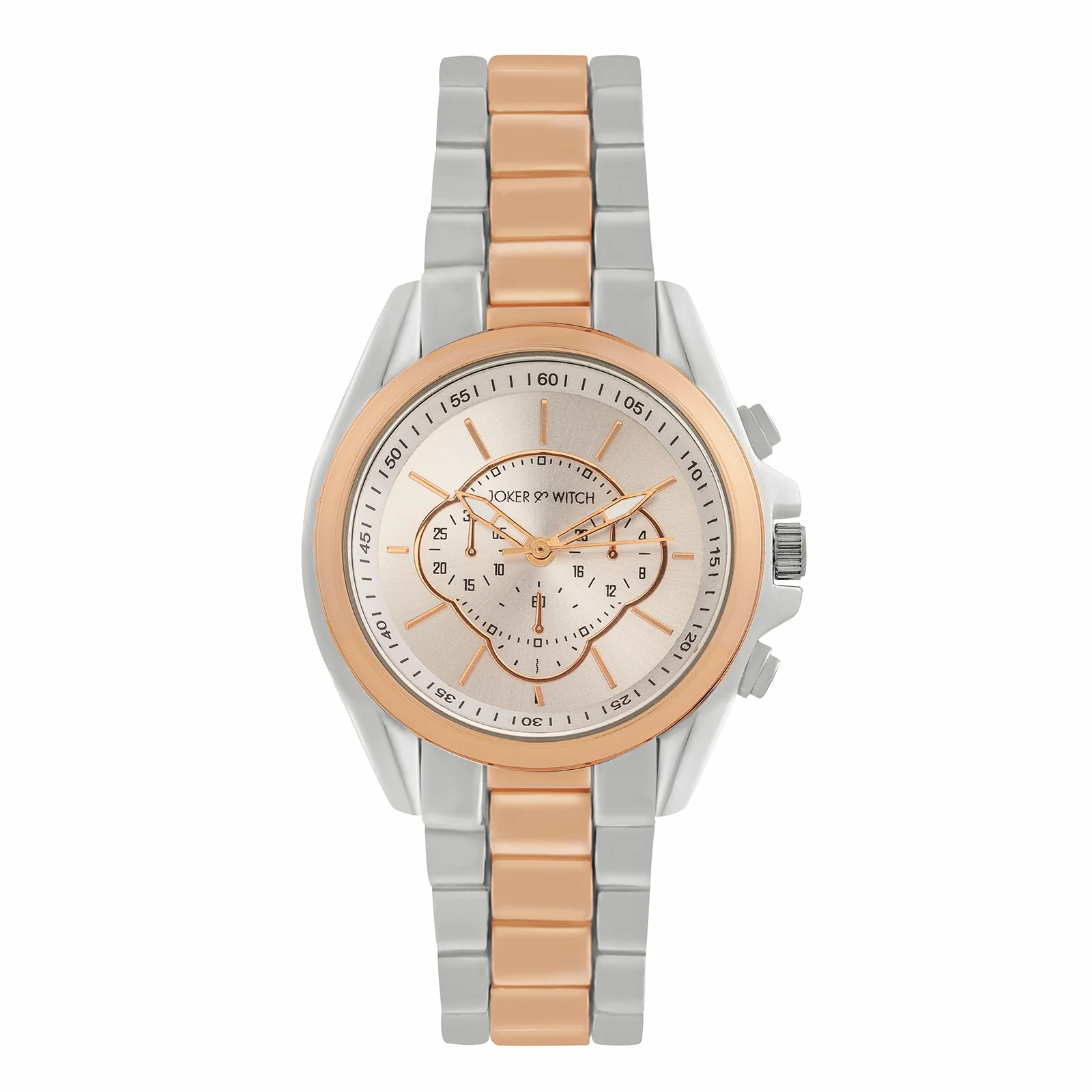 Stellar Silver Large Dial Dual Tone Linked Chain Strap Women's Watch - Image 3