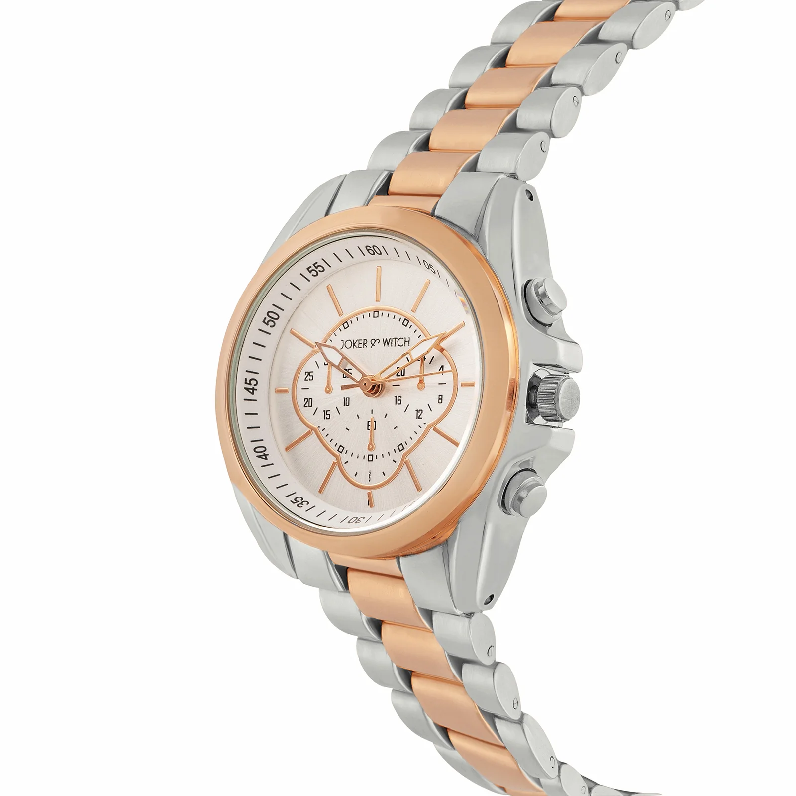 Stellar Silver Large Dial Dual Tone Linked Chain Strap Women's Watch - Image 4