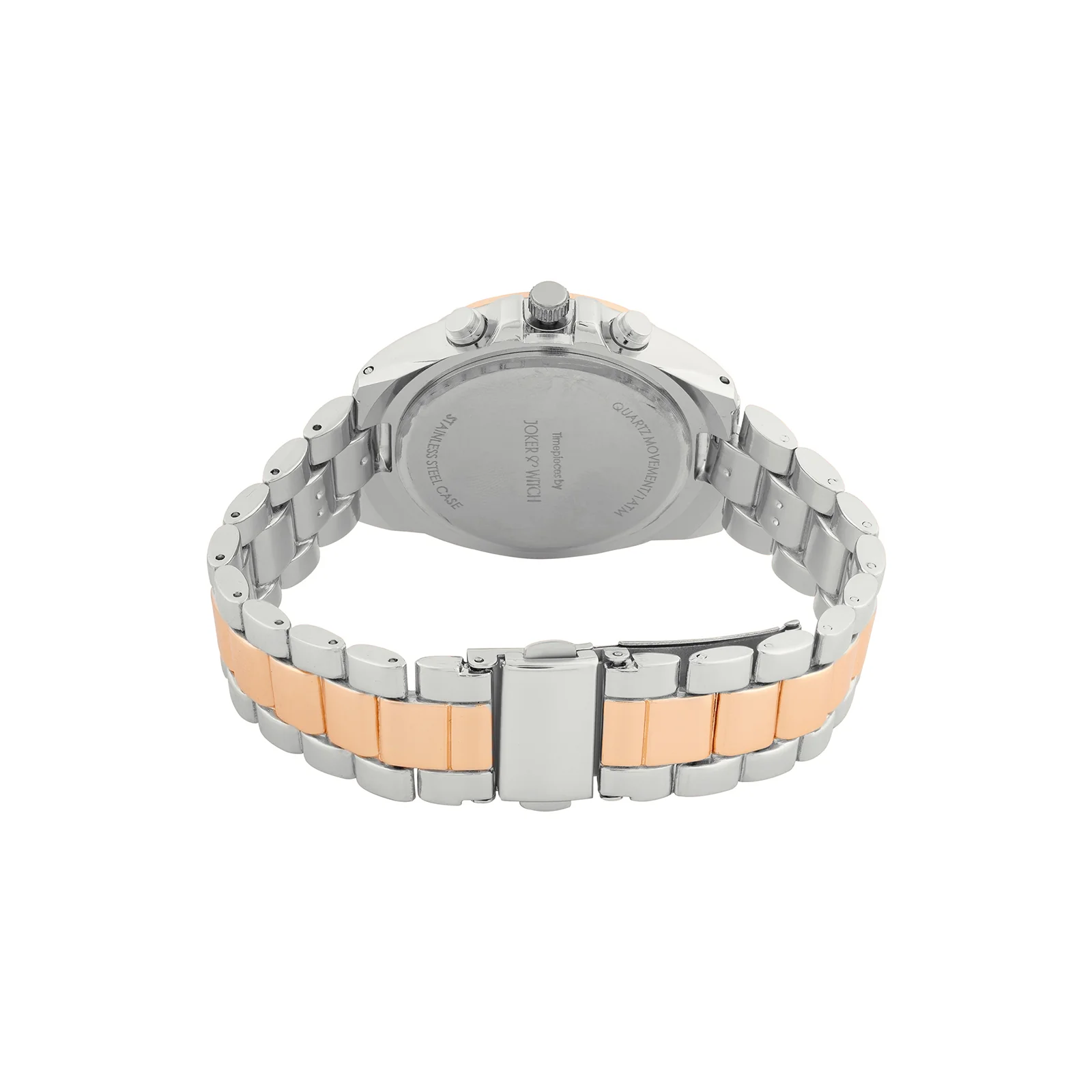 Stellar Silver Large Dial Dual Tone Linked Chain Strap Women's Watch - Image 6