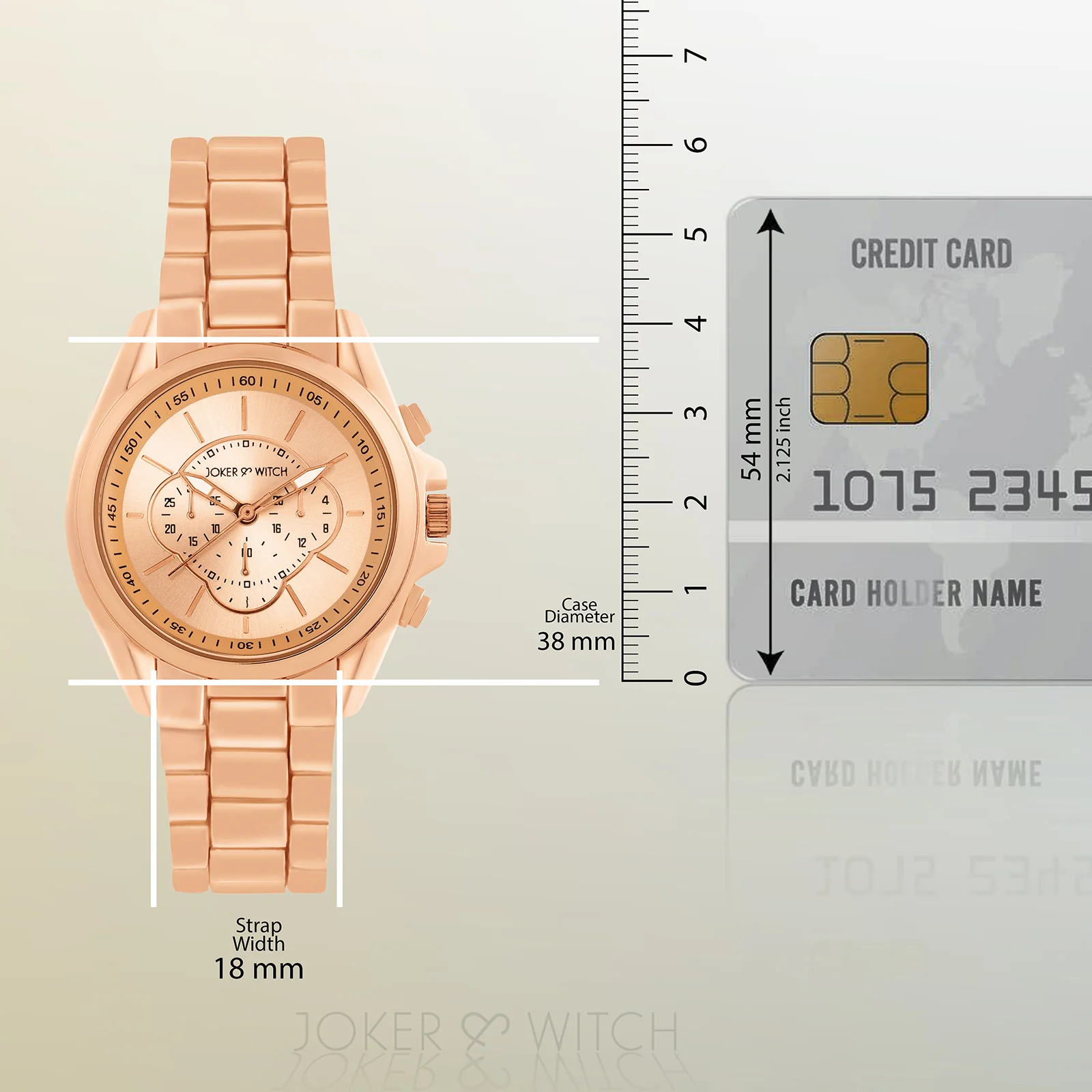 Stellar Rose Gold Large Dial Linked Chain Strap Women's Watch - Image 8