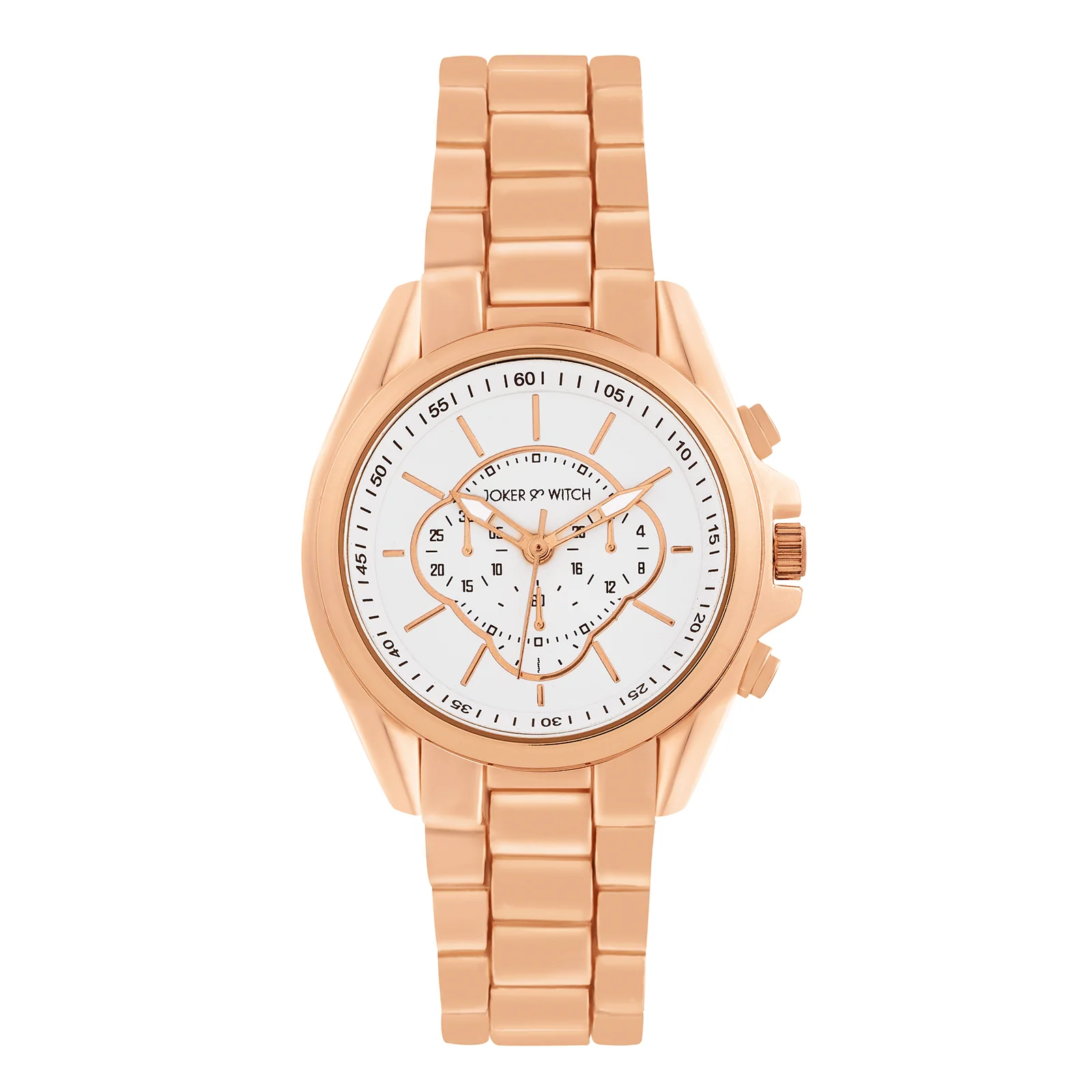 Stellar White Large Dial Rose Gold Linked Chain Strap Women's Watch - Image 3