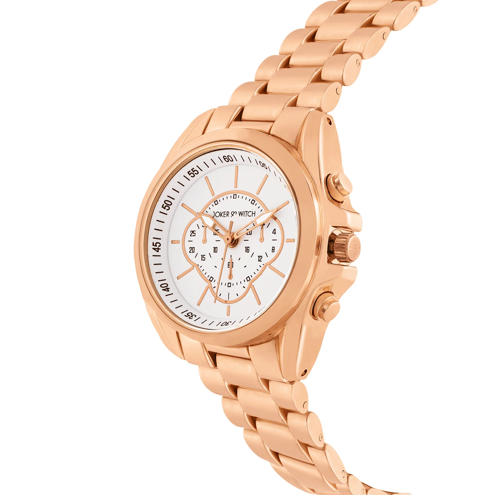 Stellar White Large Dial Rose Gold Linked Chain Strap Women's Watch - Image 4