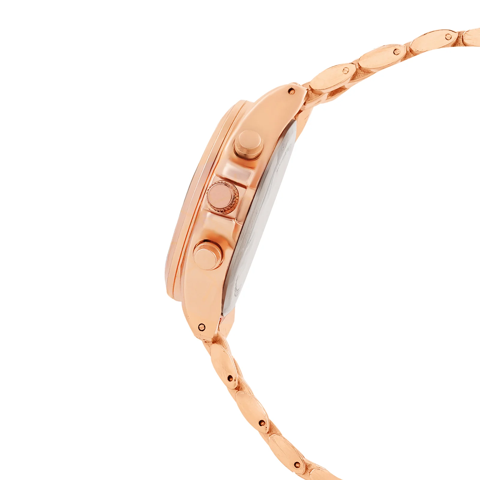 Stellar White Large Dial Rose Gold Linked Chain Strap Women's Watch - Image 5