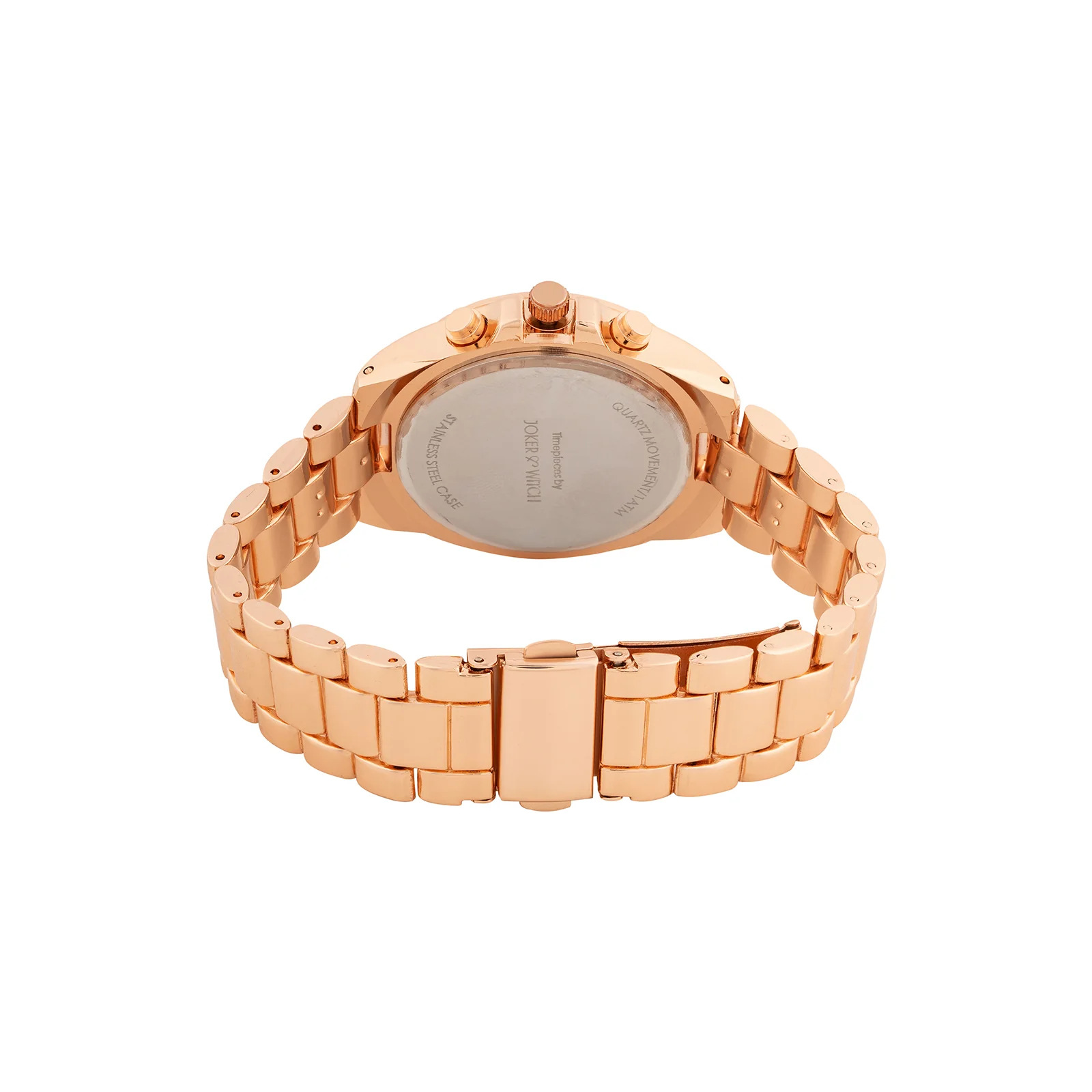 Stellar White Large Dial Rose Gold Linked Chain Strap Women's Watch - Image 6